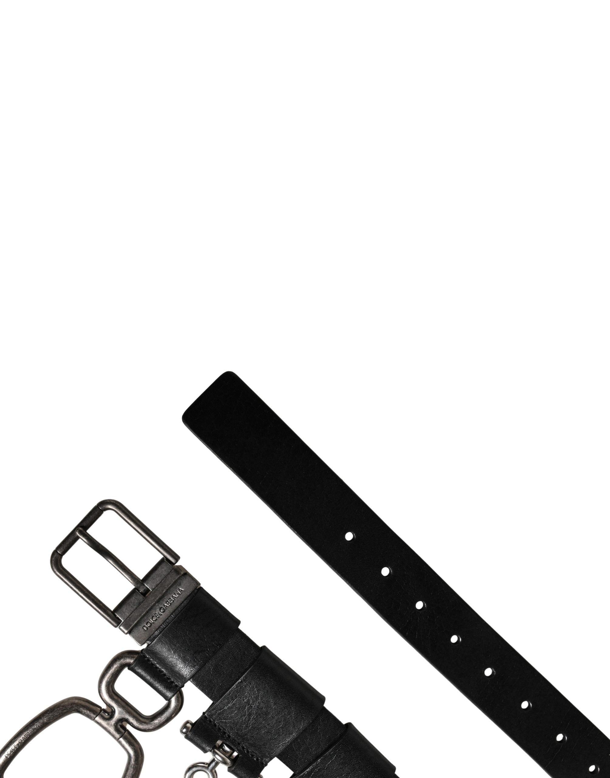 Dolce & Gabbana Black Calf Leather Silver Metal Buckle Belt Dolce & Gabbana