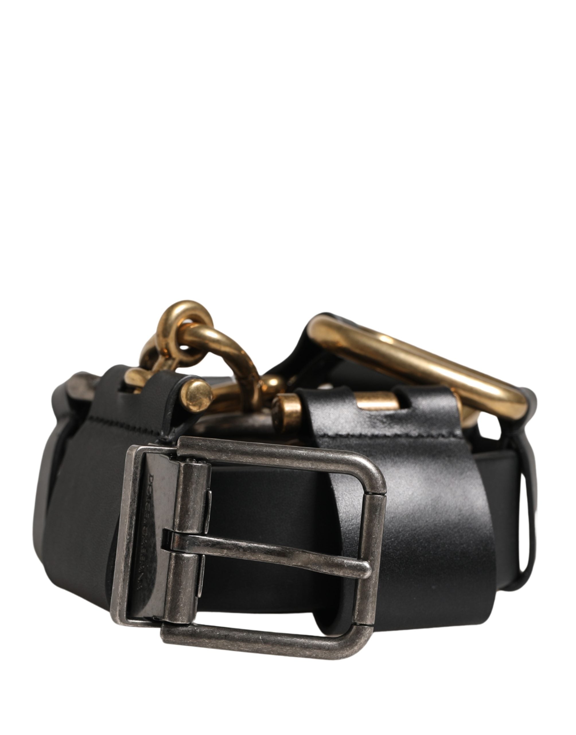 Dolce & Gabbana Men Black Classic Leather Metal Buckle Belt Dolce & Gabbana