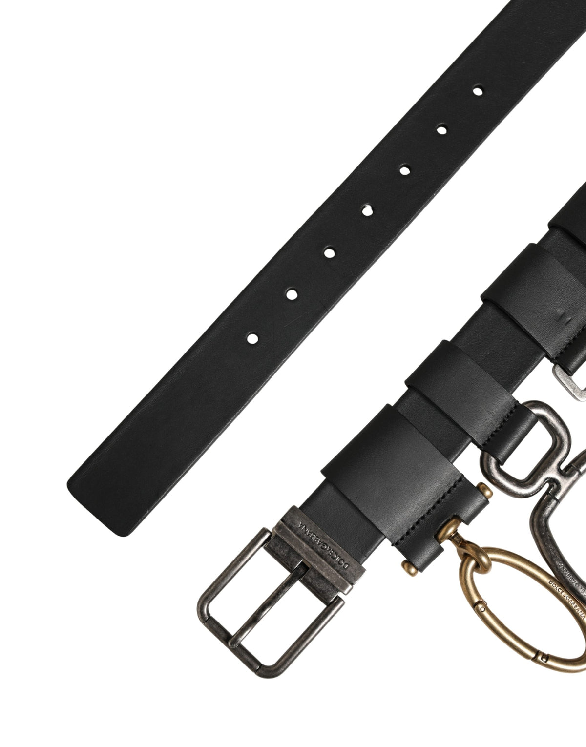 Dolce & Gabbana Men Black Classic Leather Metal Buckle Belt