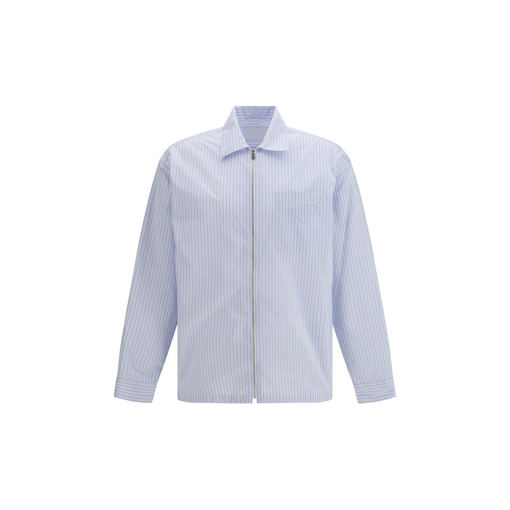 Prada Blue Polyamide Pattern Shirt Prada