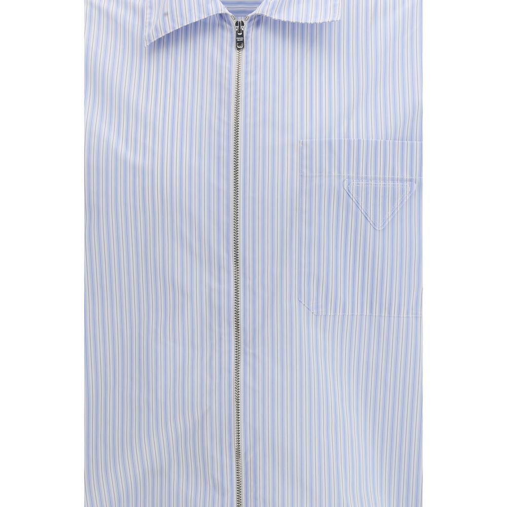 Prada Blue Polyamide Pattern Shirt Prada