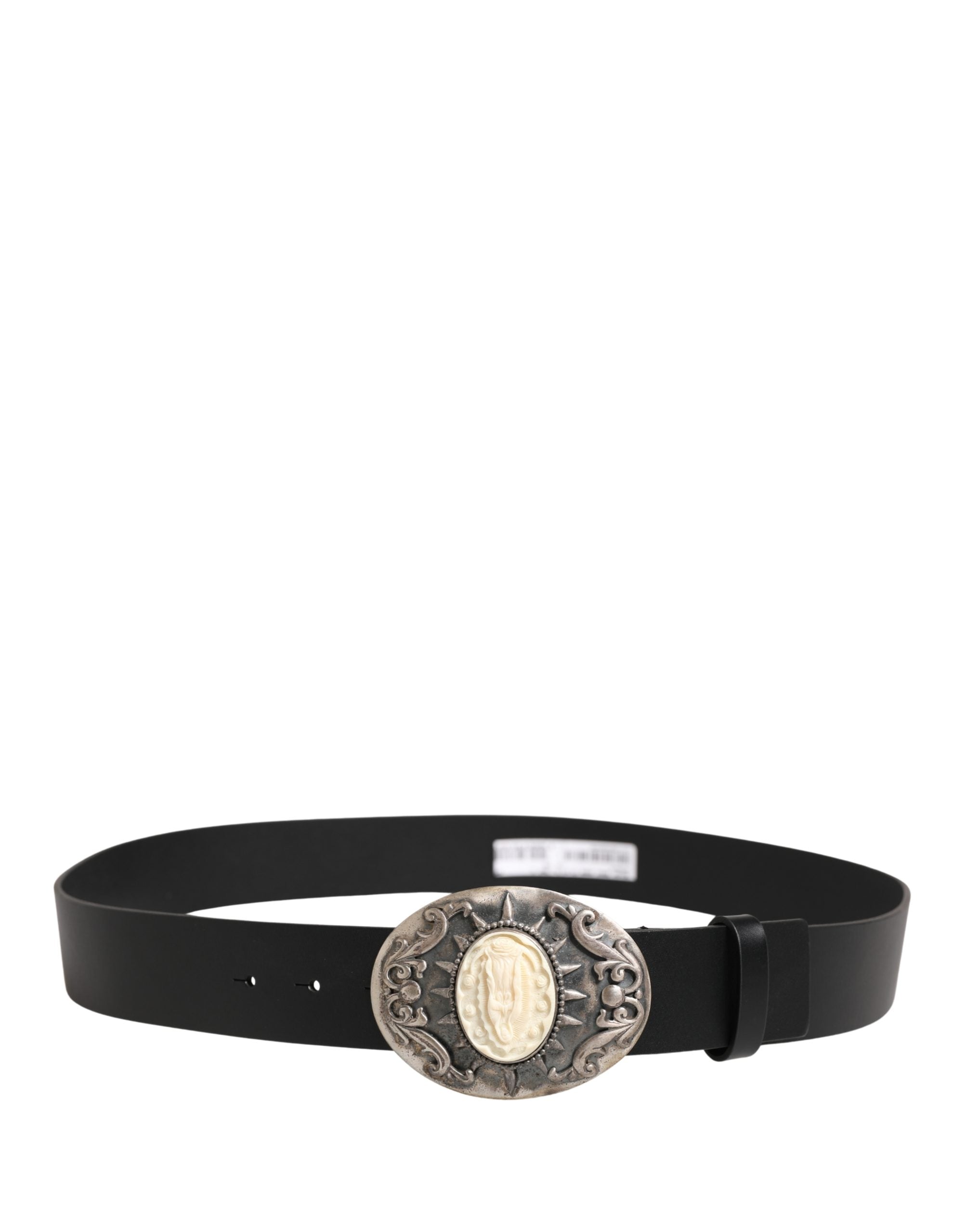 Dolce & Gabbana Black Calf Leather Ornate Metal Buckle Belt Dolce & Gabbana