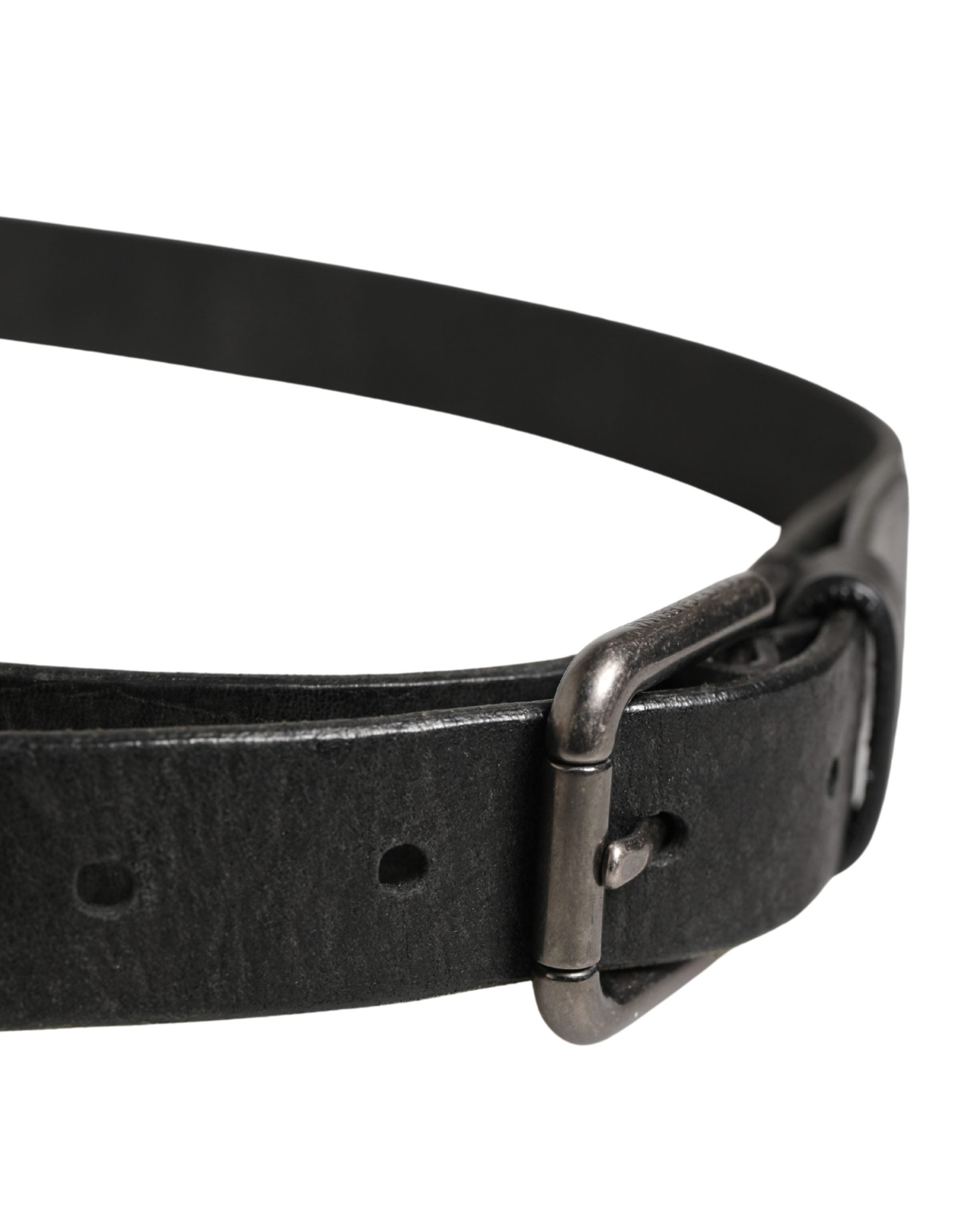 Dolce & Gabbana Men Black Calfskin Leather Metal Buckle Belt Dolce & Gabbana