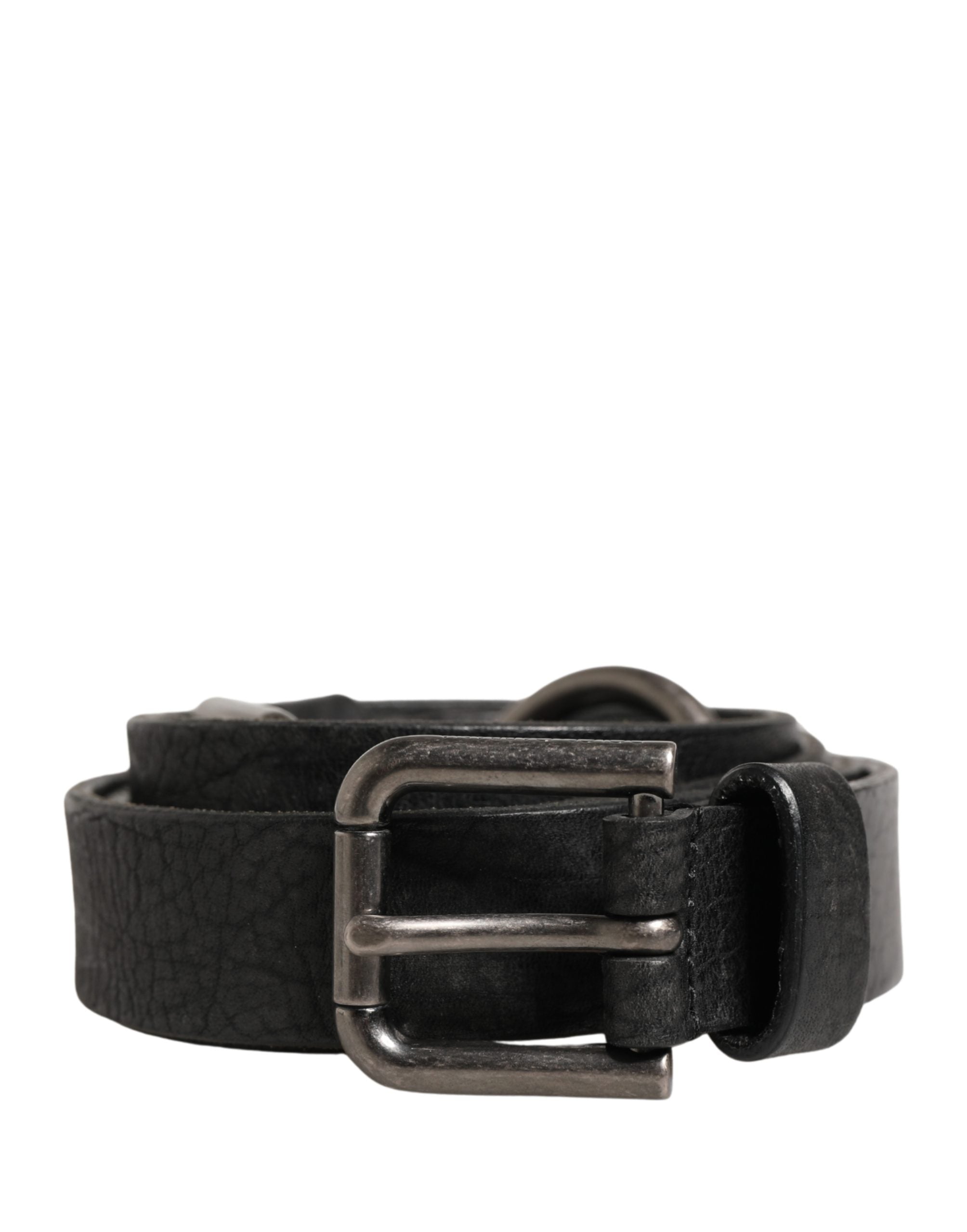 Dolce & Gabbana Men Black Calfskin Leather Metal Buckle Belt Dolce & Gabbana
