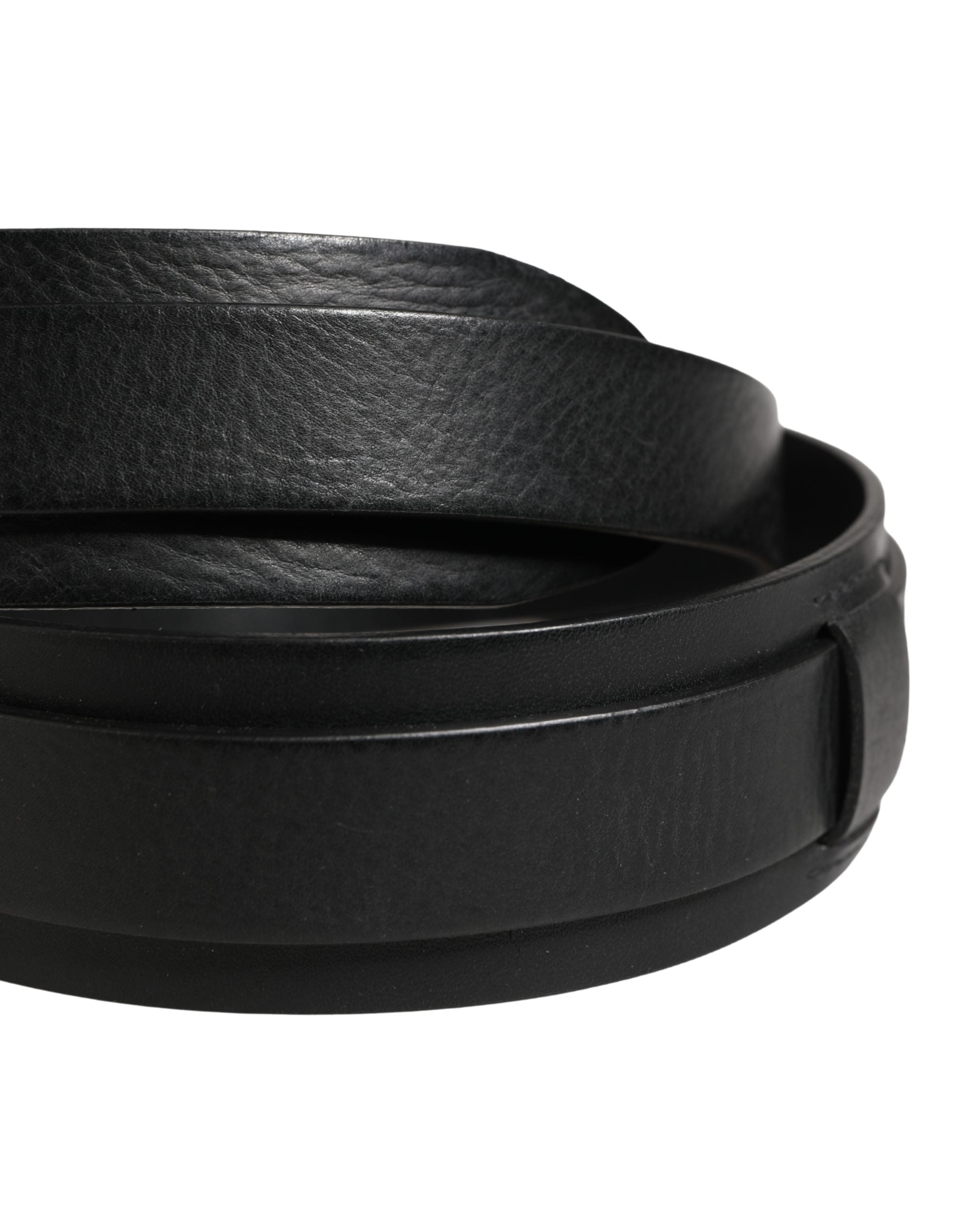 Dolce & Gabbana Men Black Classic Leather Metal Buckle Belt Dolce & Gabbana