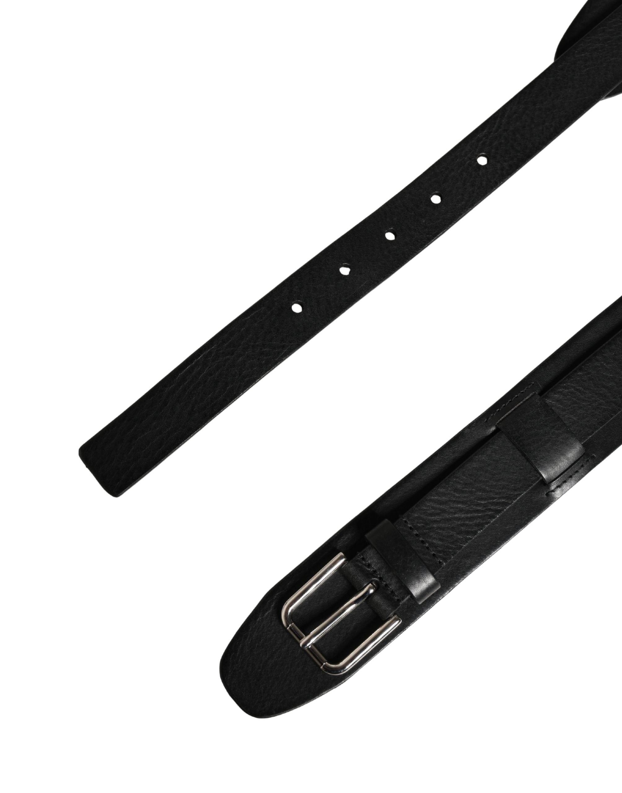 Dolce & Gabbana Men Black Classic Leather Metal Buckle Belt Dolce & Gabbana