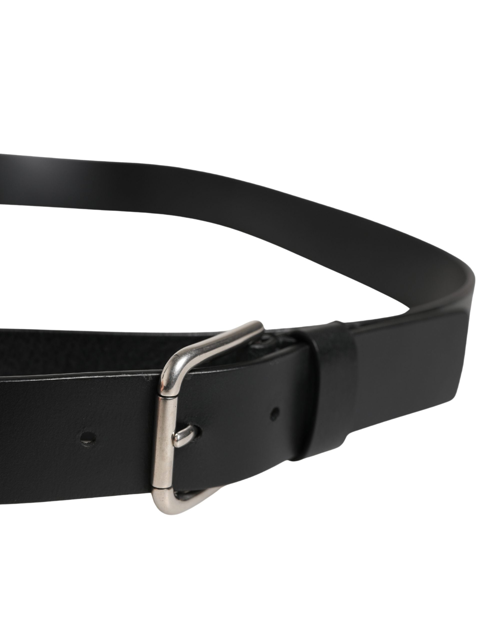 Dolce & Gabbana Black Double Strap Leather Silver Buckle Belt Dolce & Gabbana