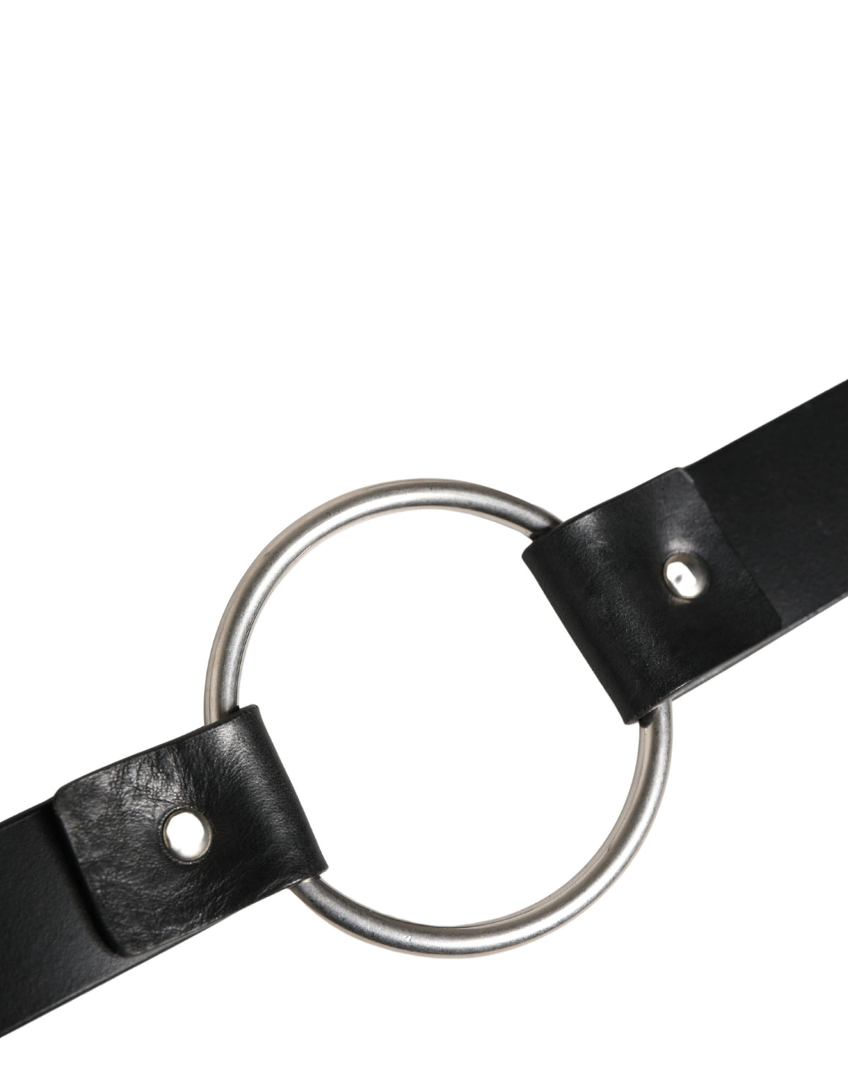 Dolce & Gabbana Black Double Strap Leather Silver Buckle Belt