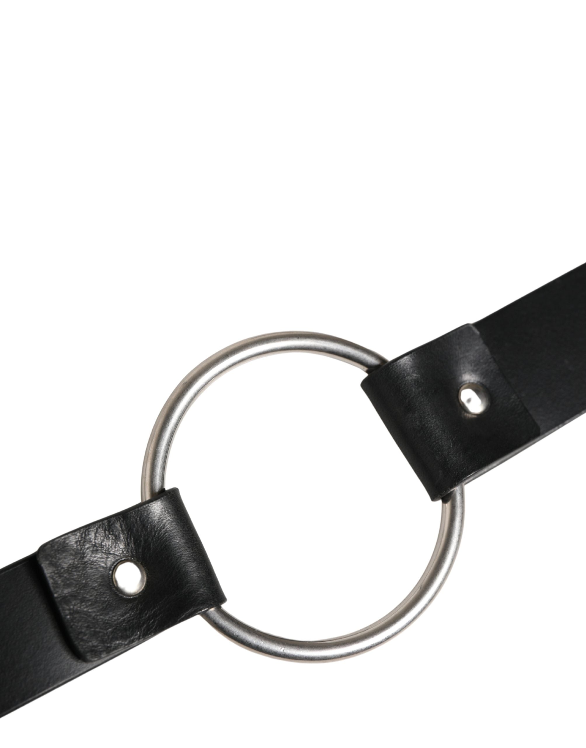 Dolce & Gabbana Black Double Strap Leather Silver Buckle Belt Dolce & Gabbana