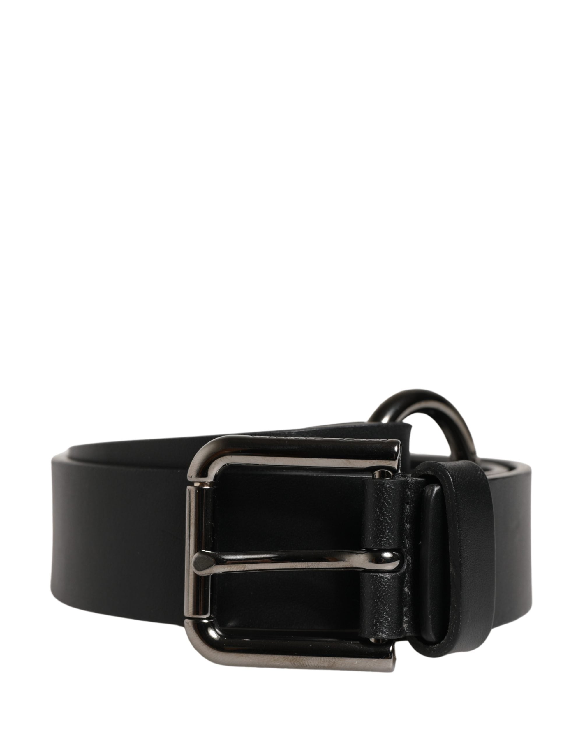 Dolce & Gabbana Men Black Calfskin Leather Metal Buckle Belt Dolce & Gabbana