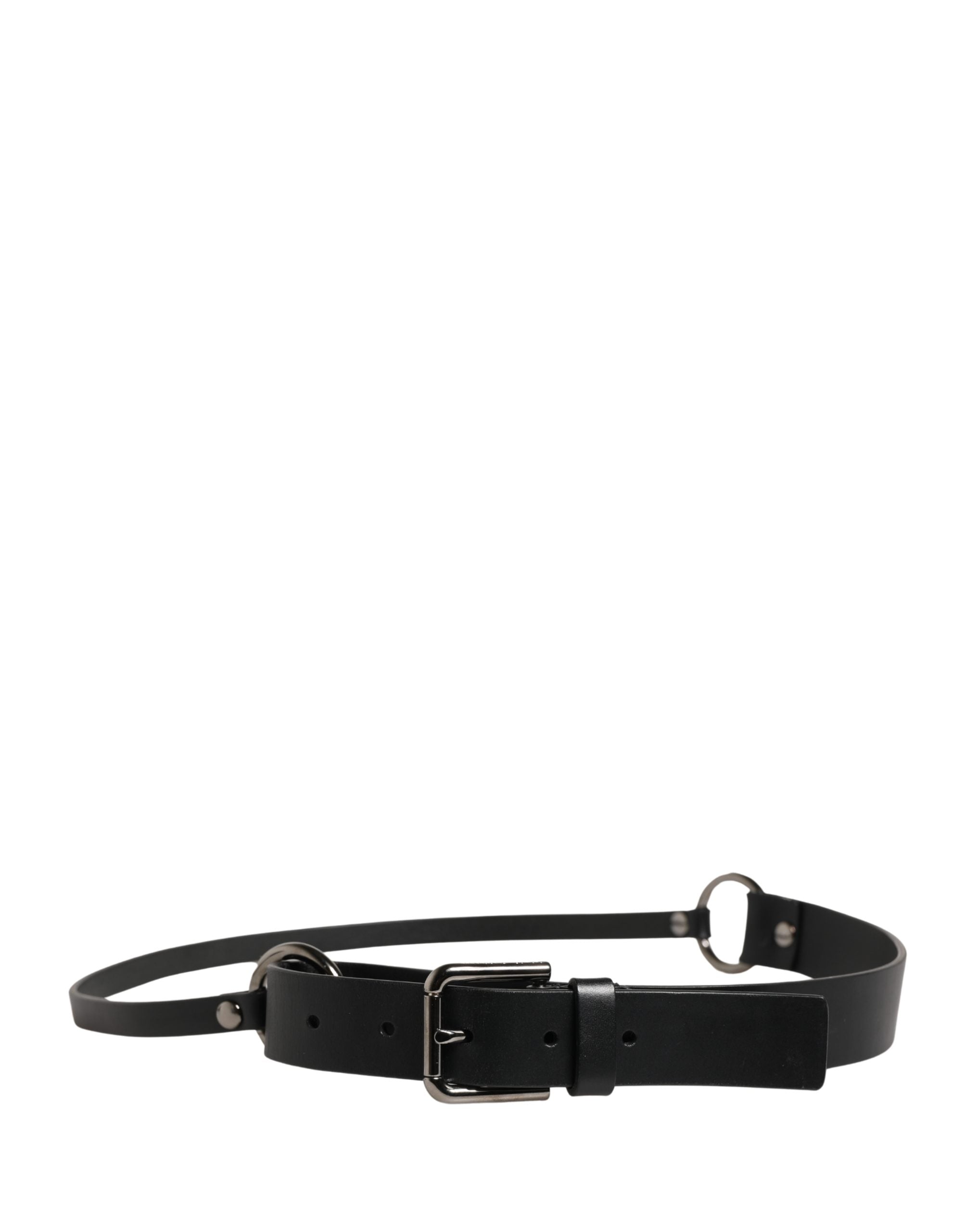 Dolce & Gabbana Men Black Calfskin Leather Metal Buckle Belt Dolce & Gabbana