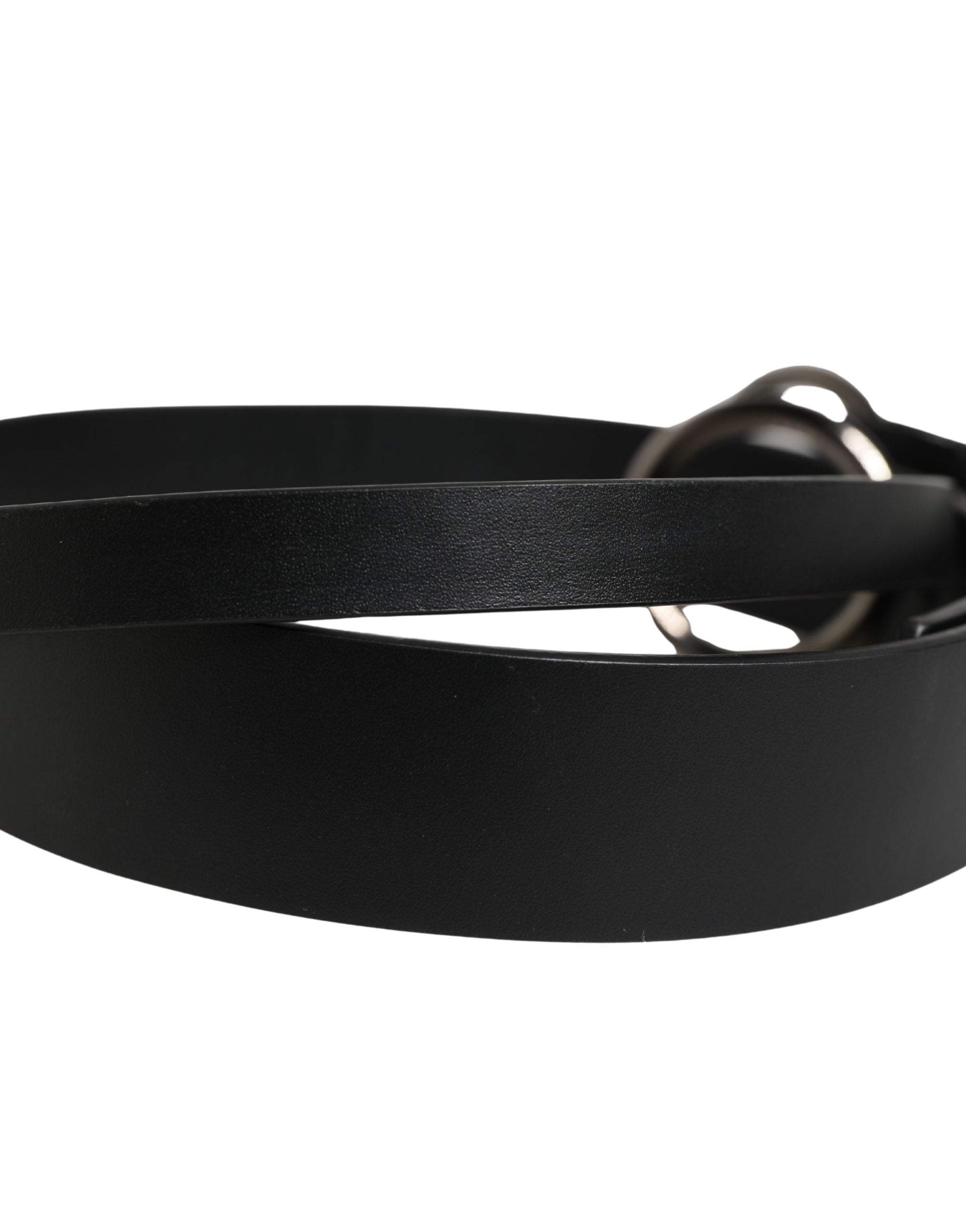 Dolce & Gabbana Men Black Calfskin Leather Metal Buckle Belt Dolce & Gabbana