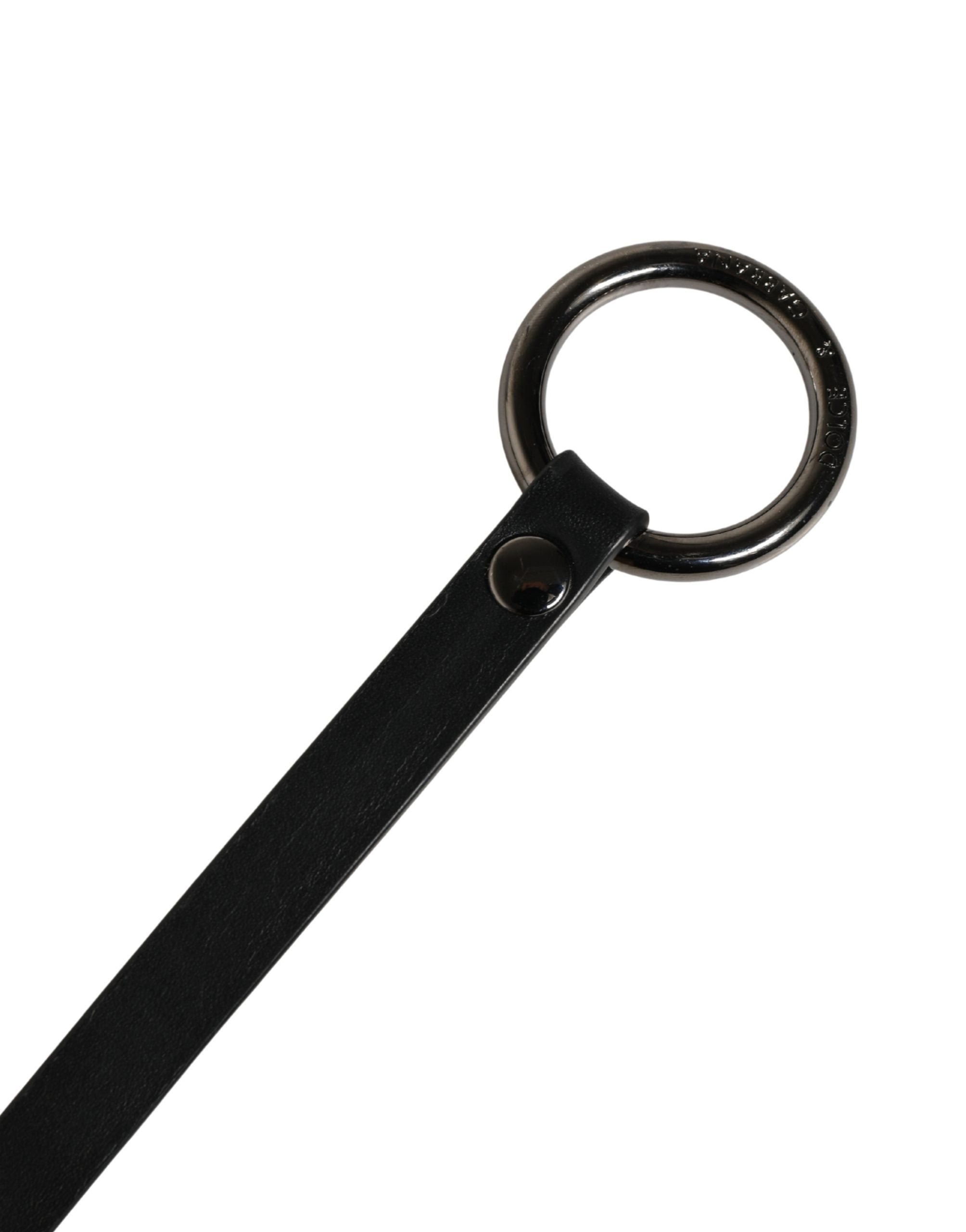 Dolce & Gabbana Men Black Calfskin Leather Metal Buckle Belt Dolce & Gabbana