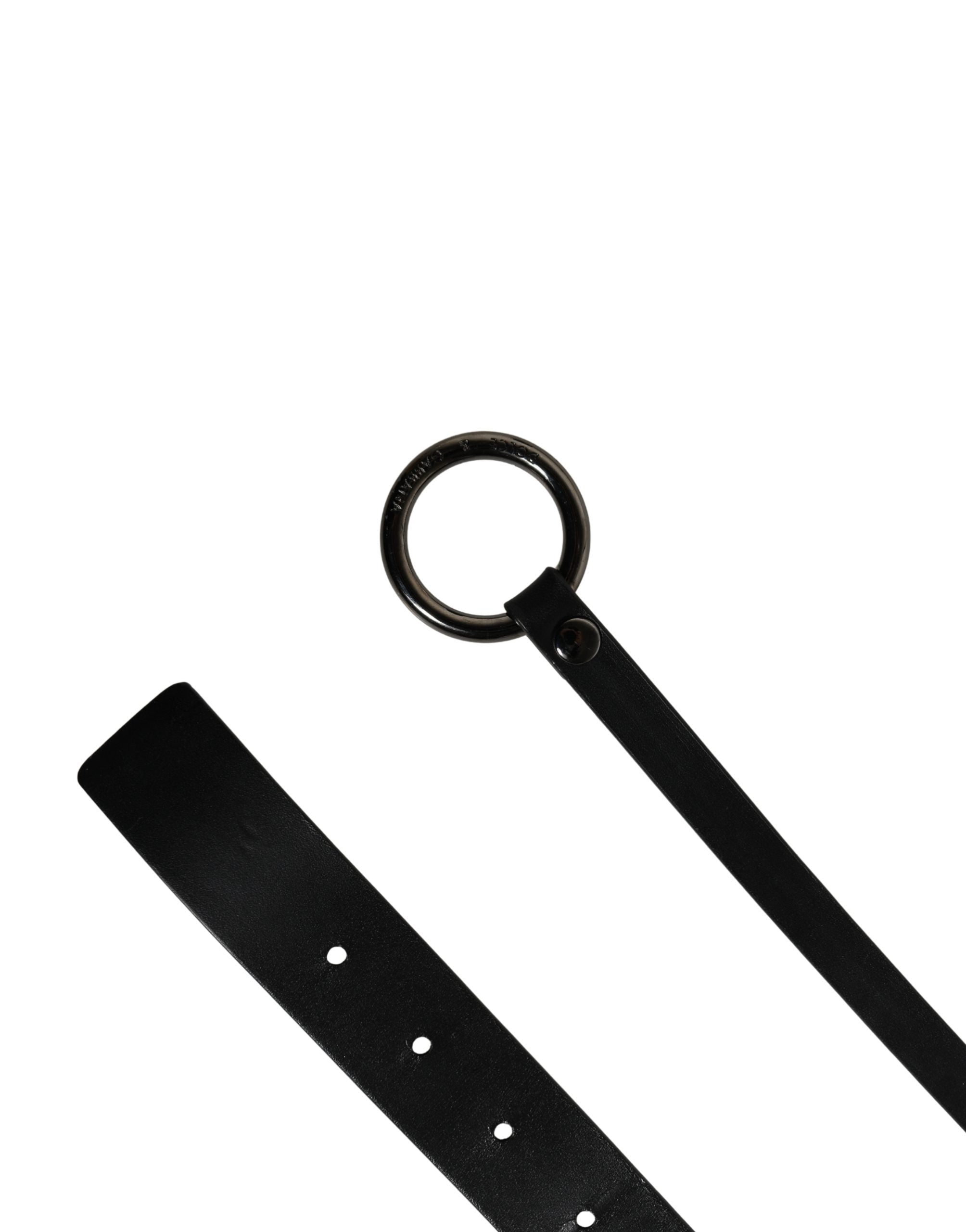 Dolce & Gabbana Men Black Calfskin Leather Metal Buckle Belt Dolce & Gabbana