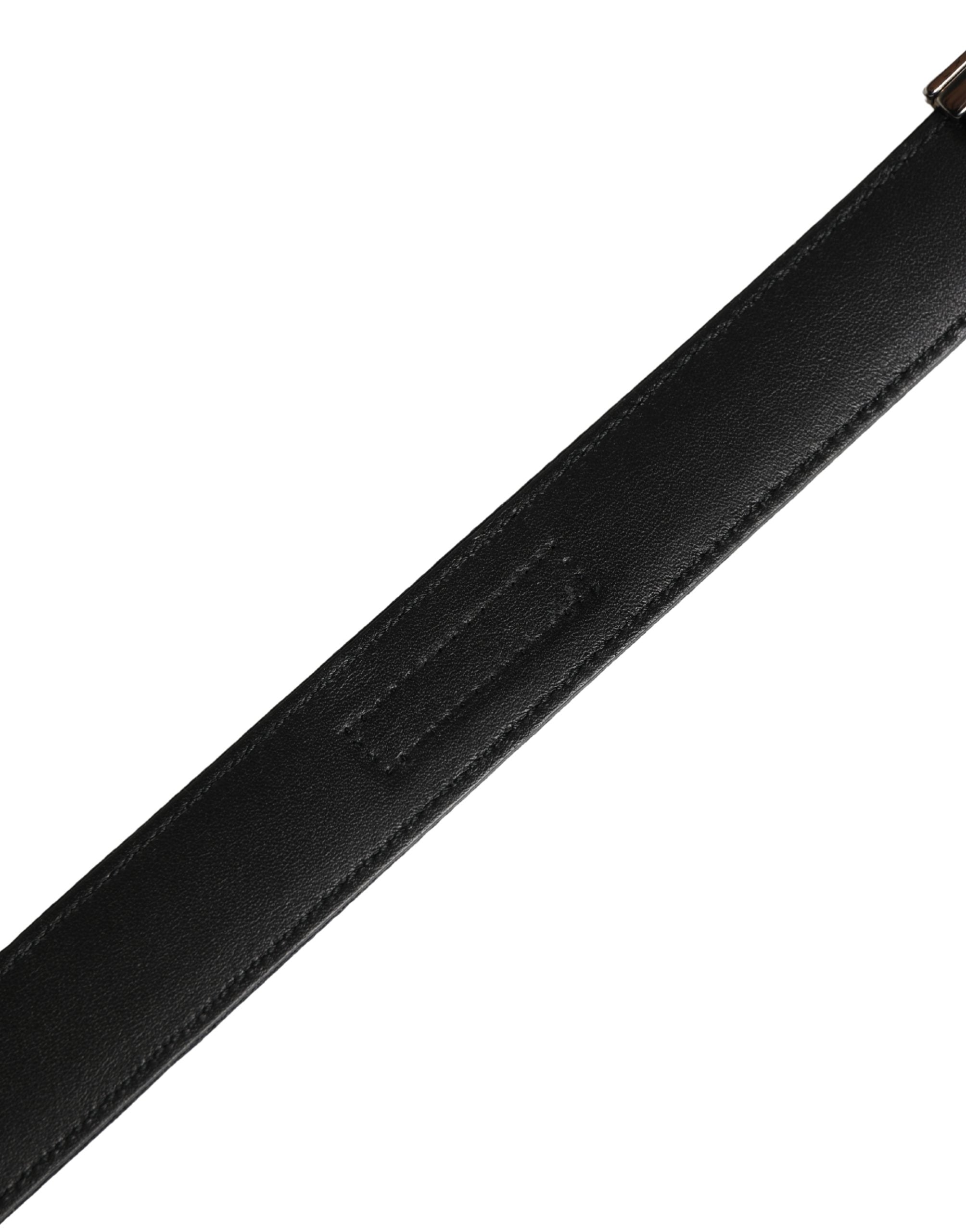Dolce & Gabbana Men Black Classic Viscose Metal Buckle Belt Dolce & Gabbana