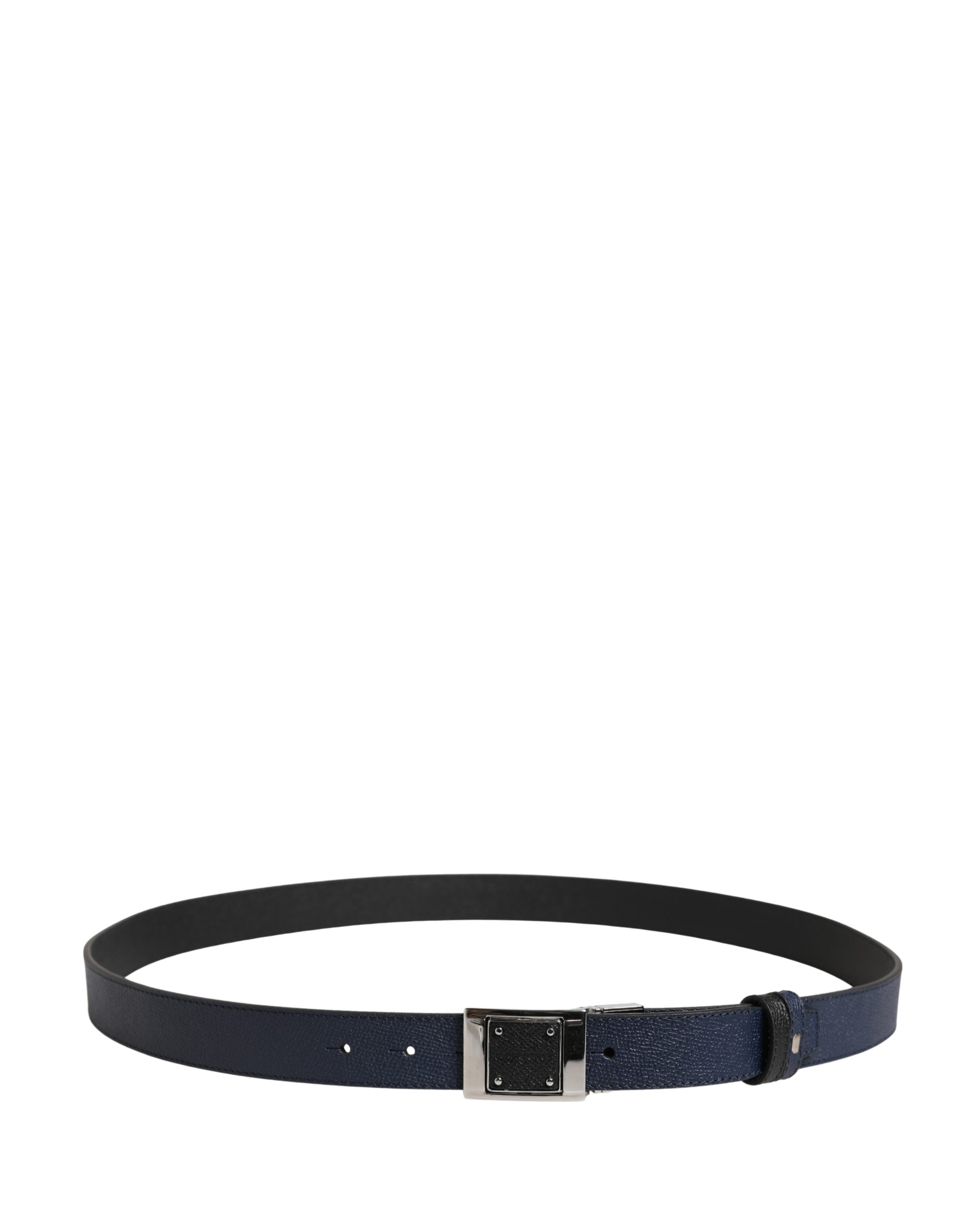 Dolce & Gabbana Men Blue Calfskin Leather Square Buckle Belt Dolce & Gabbana