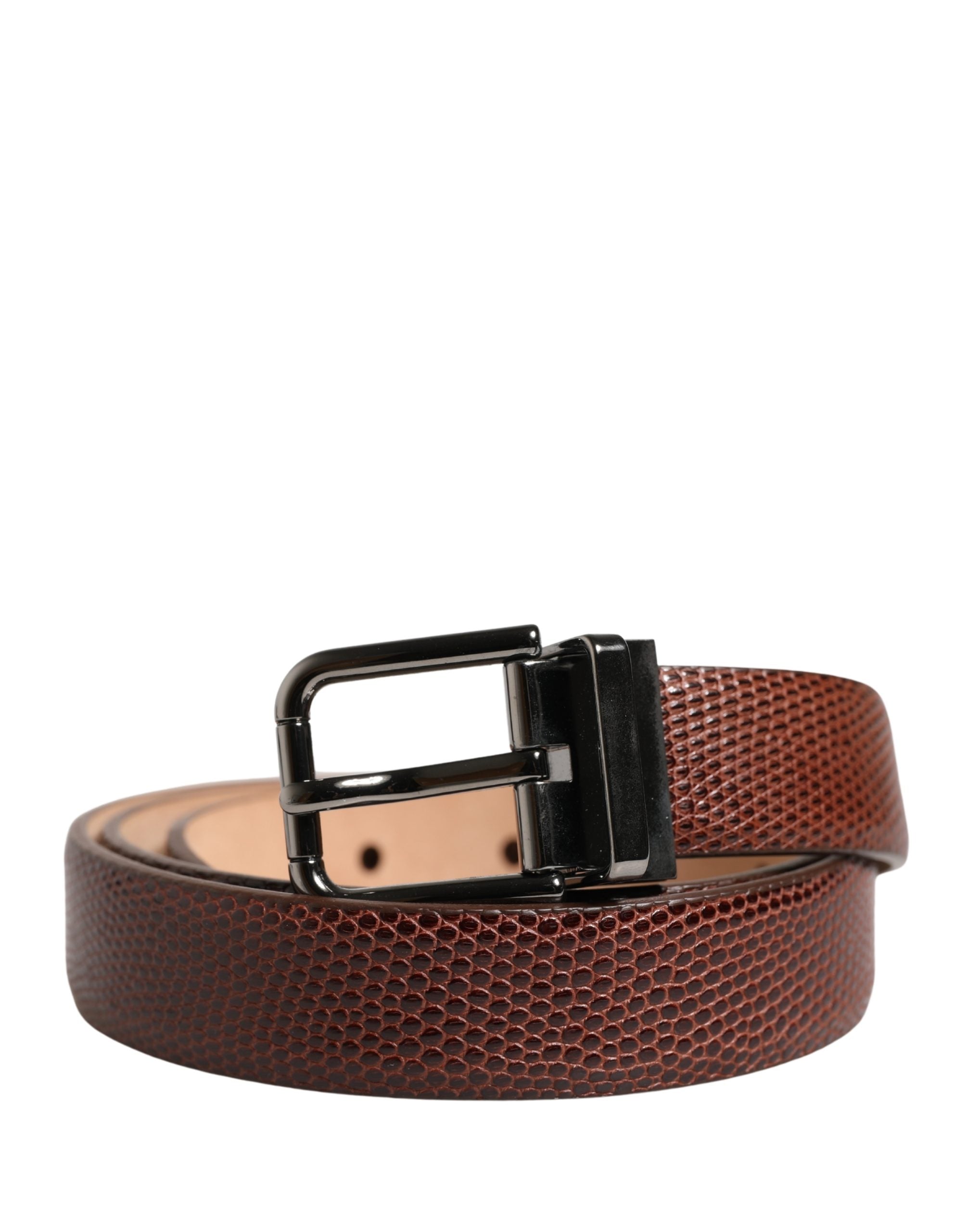 Dolce & Gabbana Men Brown Goatskin Leather Metal Buckle Belt Dolce & Gabbana