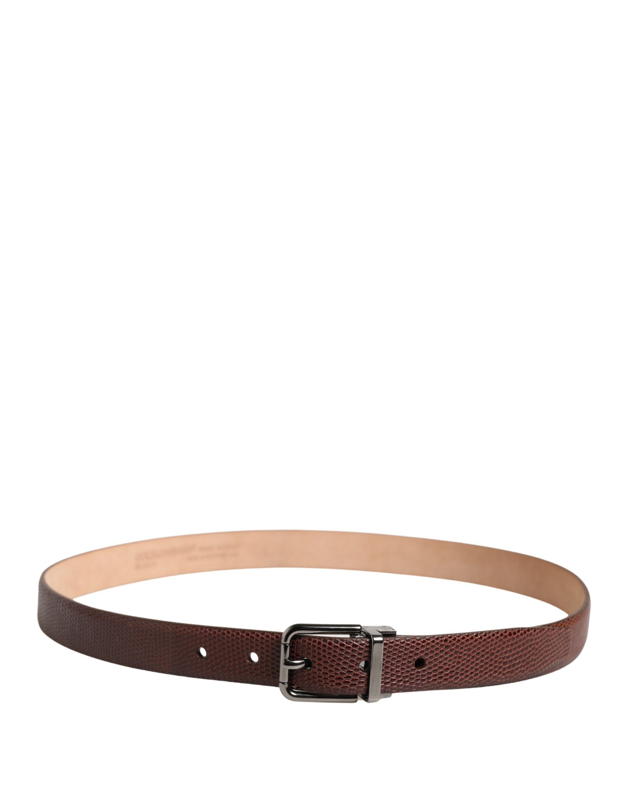 Dolce & Gabbana Men Brown Goatskin Leather Metal Buckle Belt Dolce & Gabbana