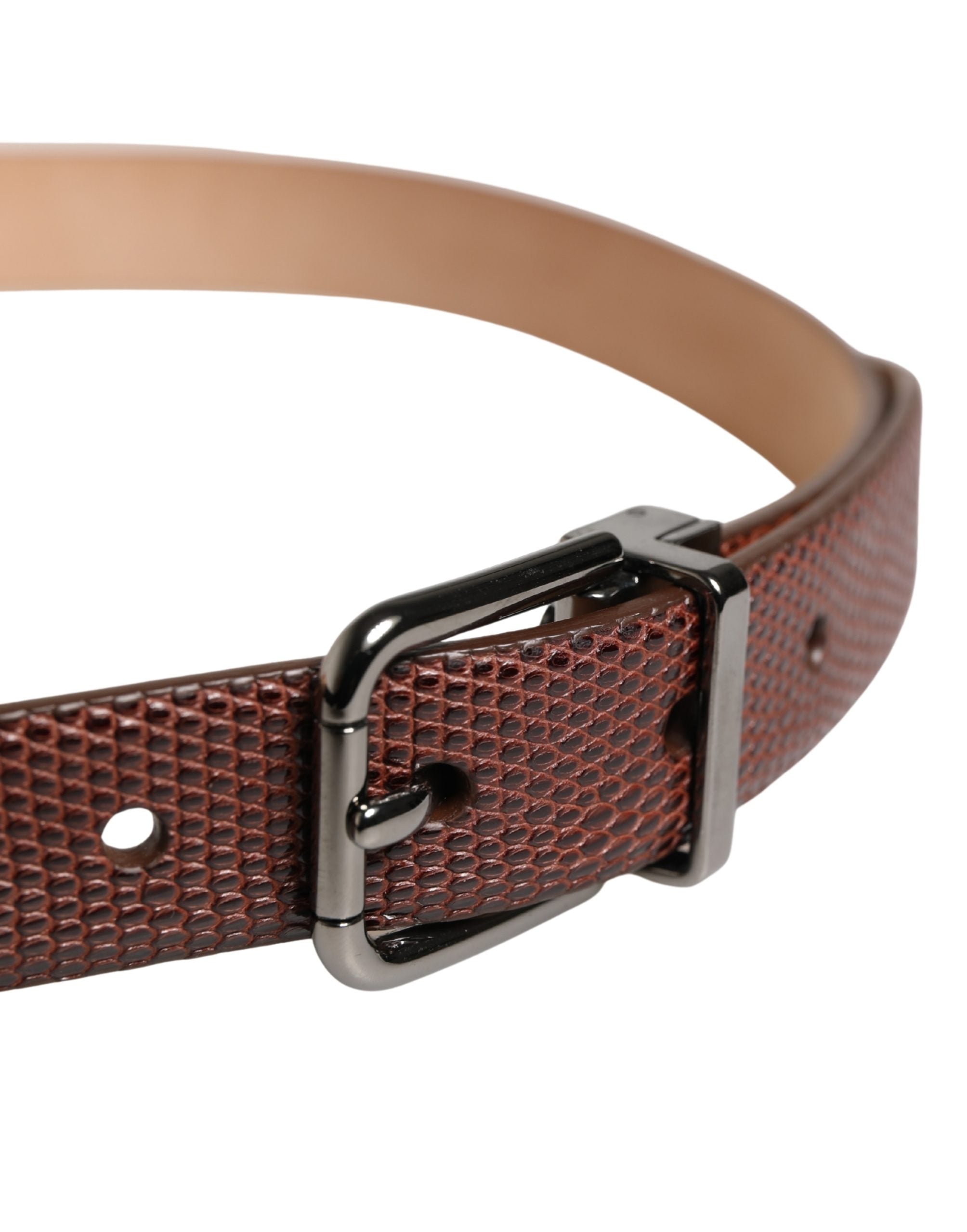 Dolce & Gabbana Men Brown Goatskin Leather Metal Buckle Belt Dolce & Gabbana
