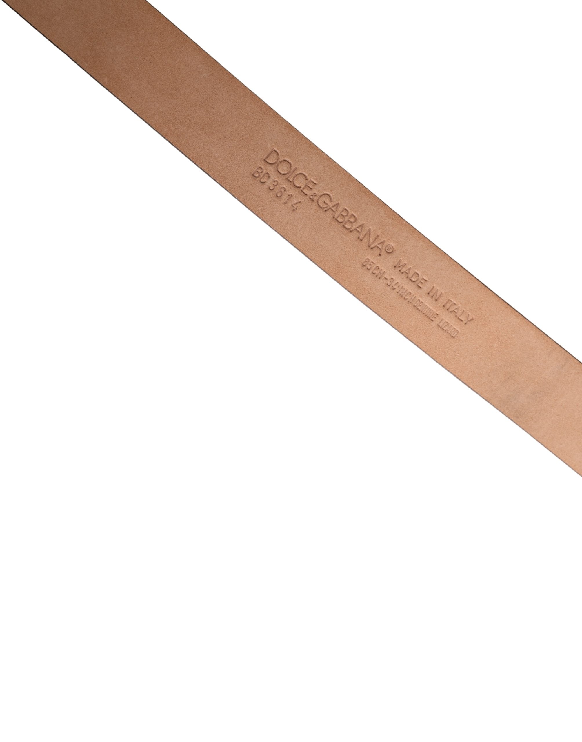Dolce & Gabbana Men Brown Goatskin Leather Metal Buckle Belt Dolce & Gabbana