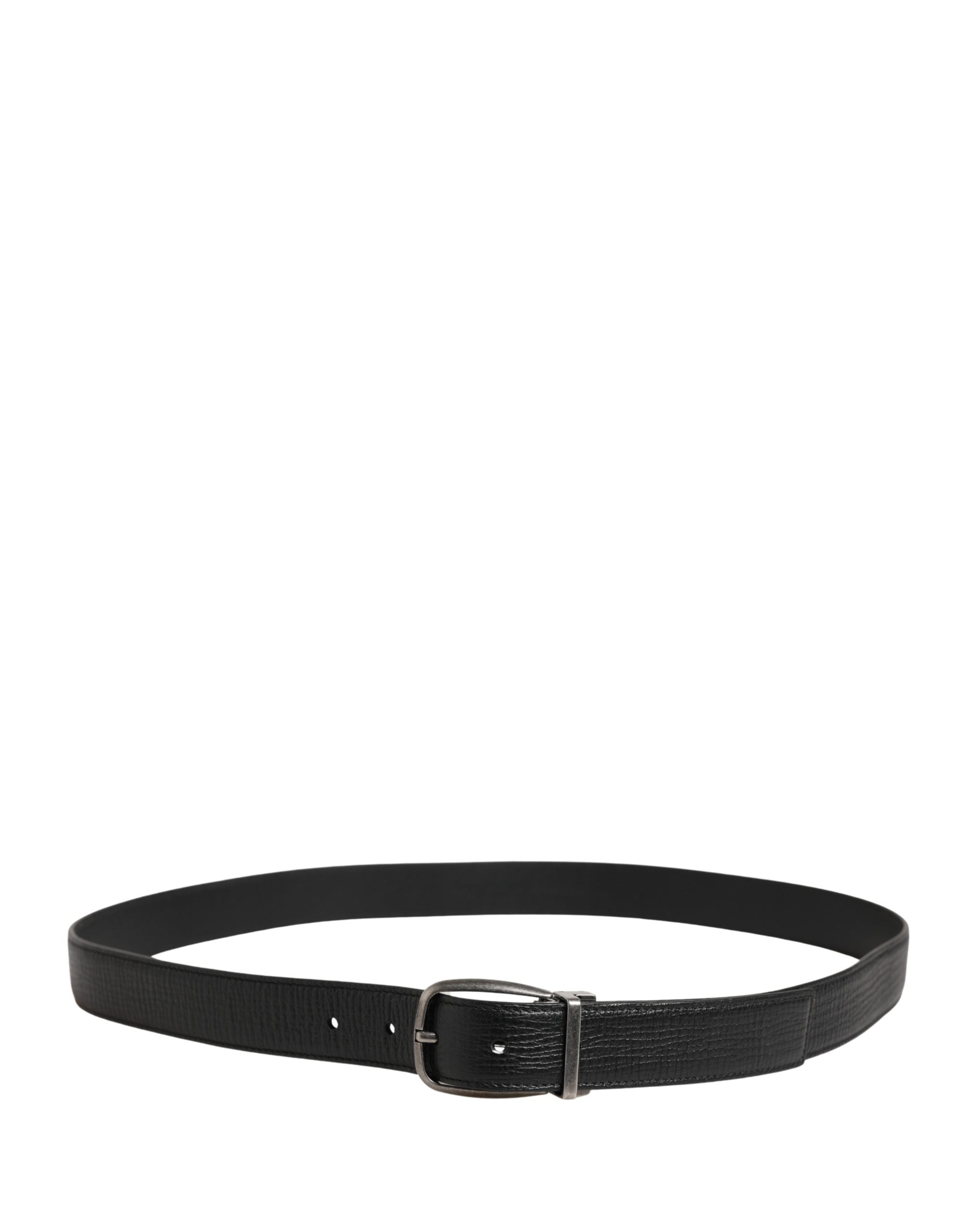 Dolce & Gabbana Men Black Classic Leather Metal Buckle Belt Dolce & Gabbana