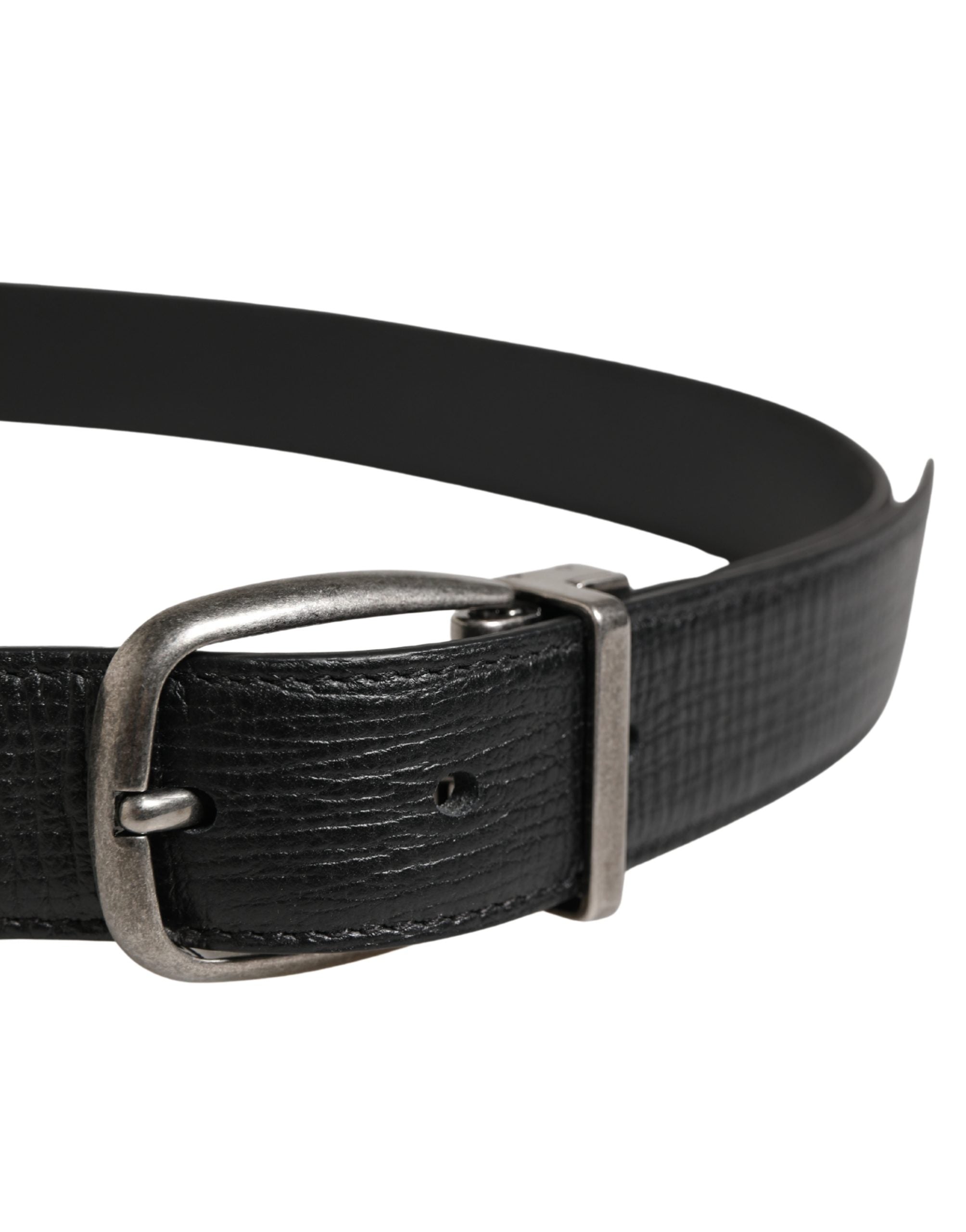 Dolce & Gabbana Men Black Classic Leather Metal Buckle Belt Dolce & Gabbana