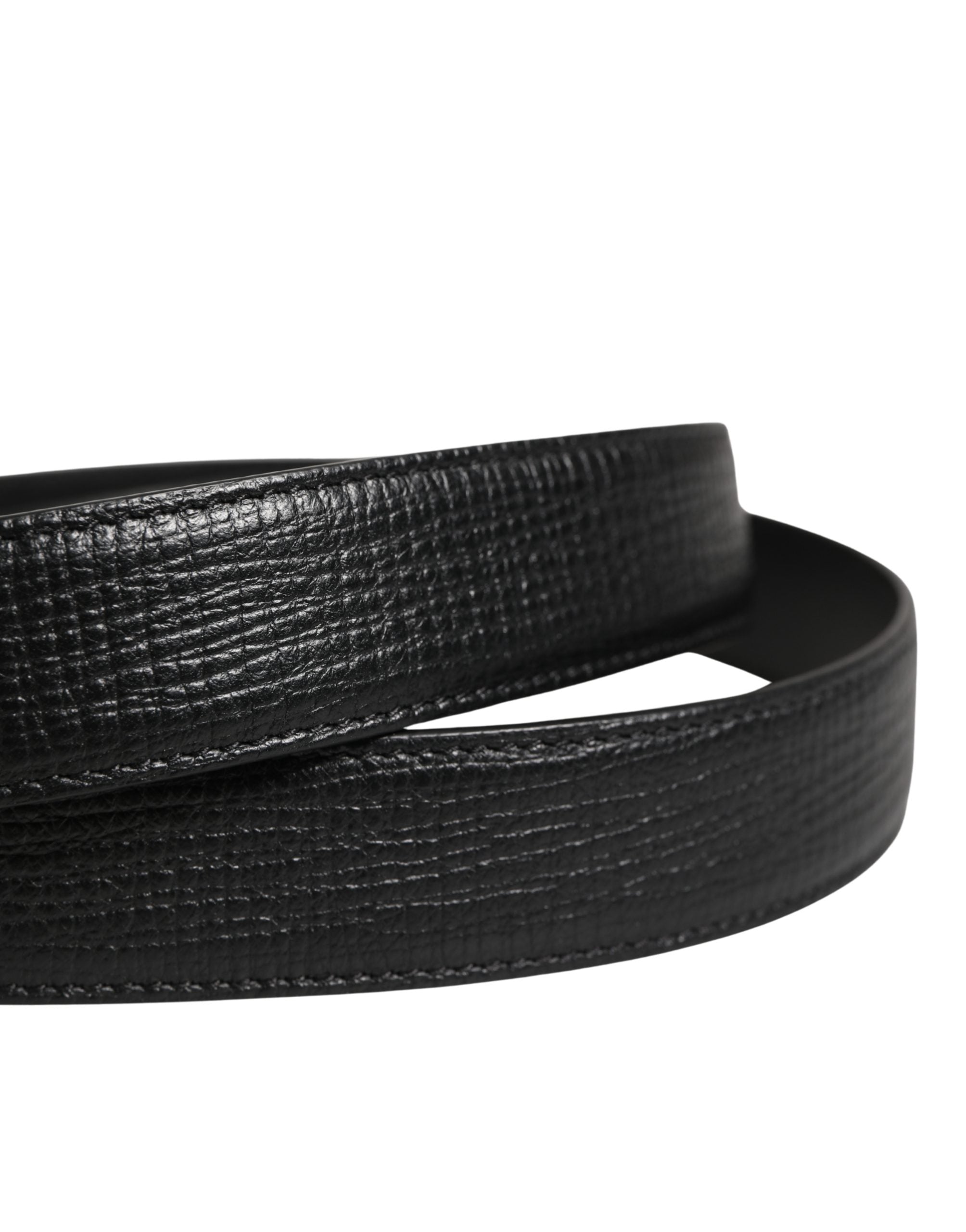 Dolce & Gabbana Men Black Classic Leather Metal Buckle Belt Dolce & Gabbana