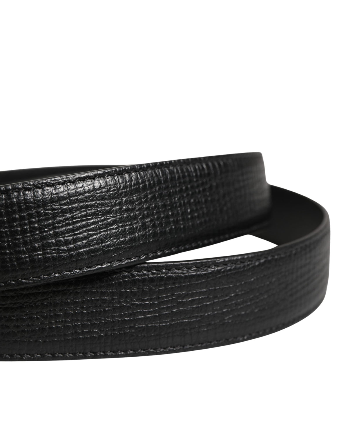 Dolce & Gabbana Men Black Classic Leather Metal Buckle Belt