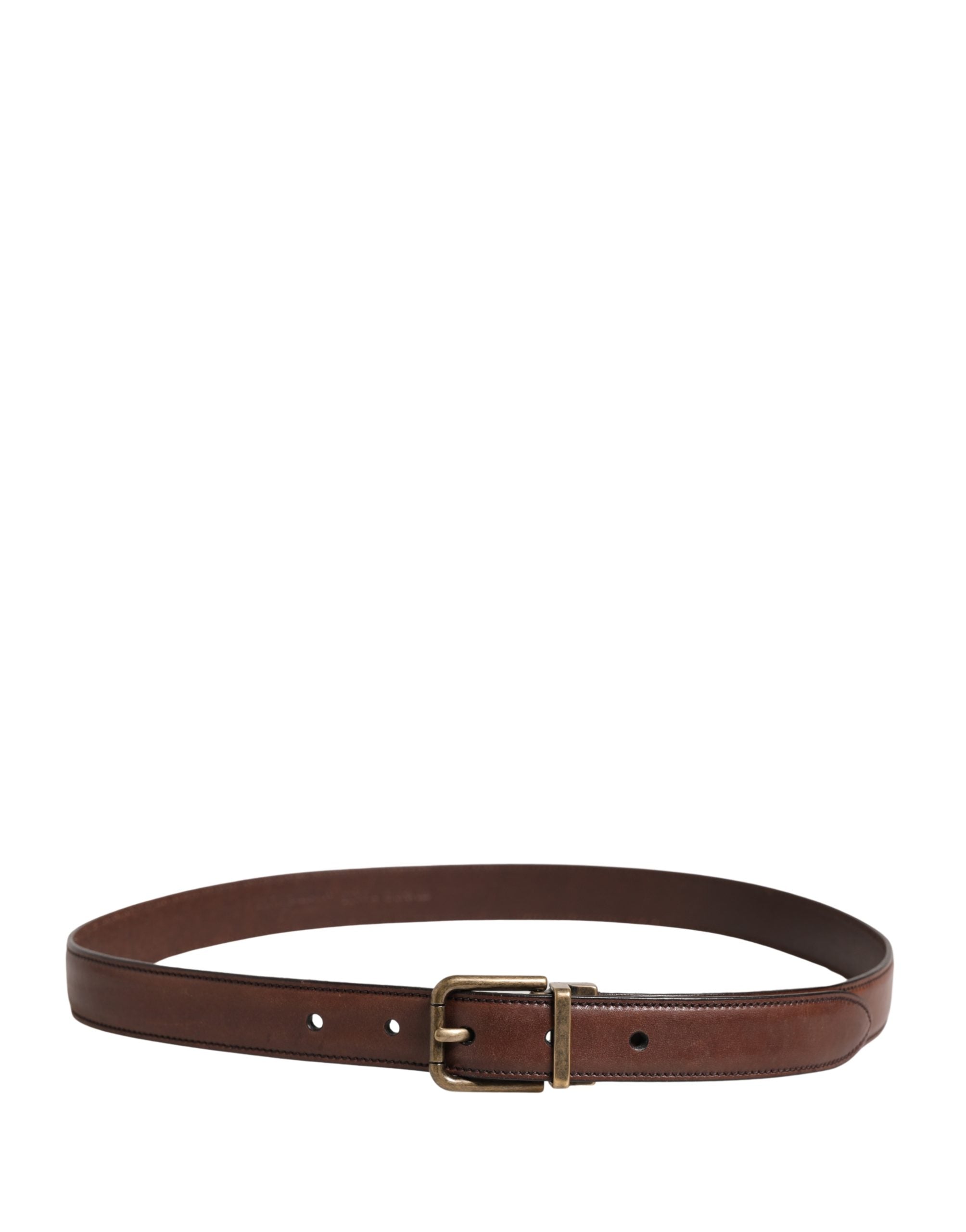 Dolce & Gabbana Men Brown Classic Leather Metal Buckle Belt Dolce & Gabbana