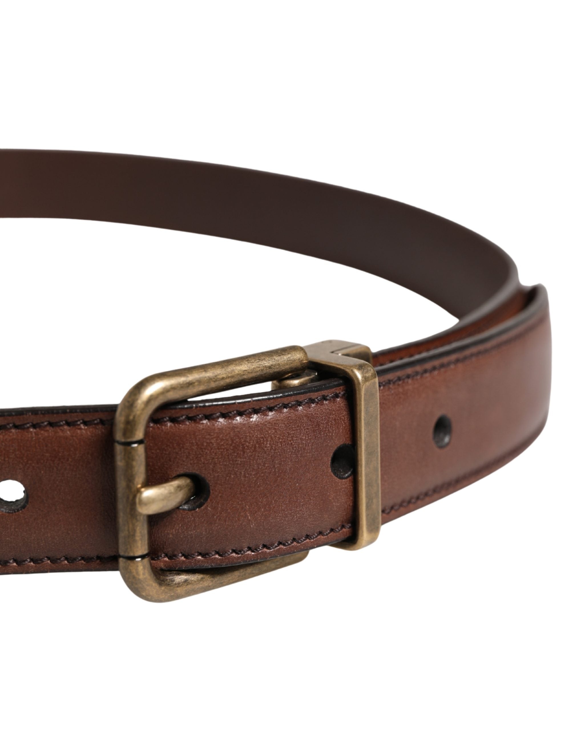 Dolce & Gabbana Men Brown Classic Leather Metal Buckle Belt Dolce & Gabbana