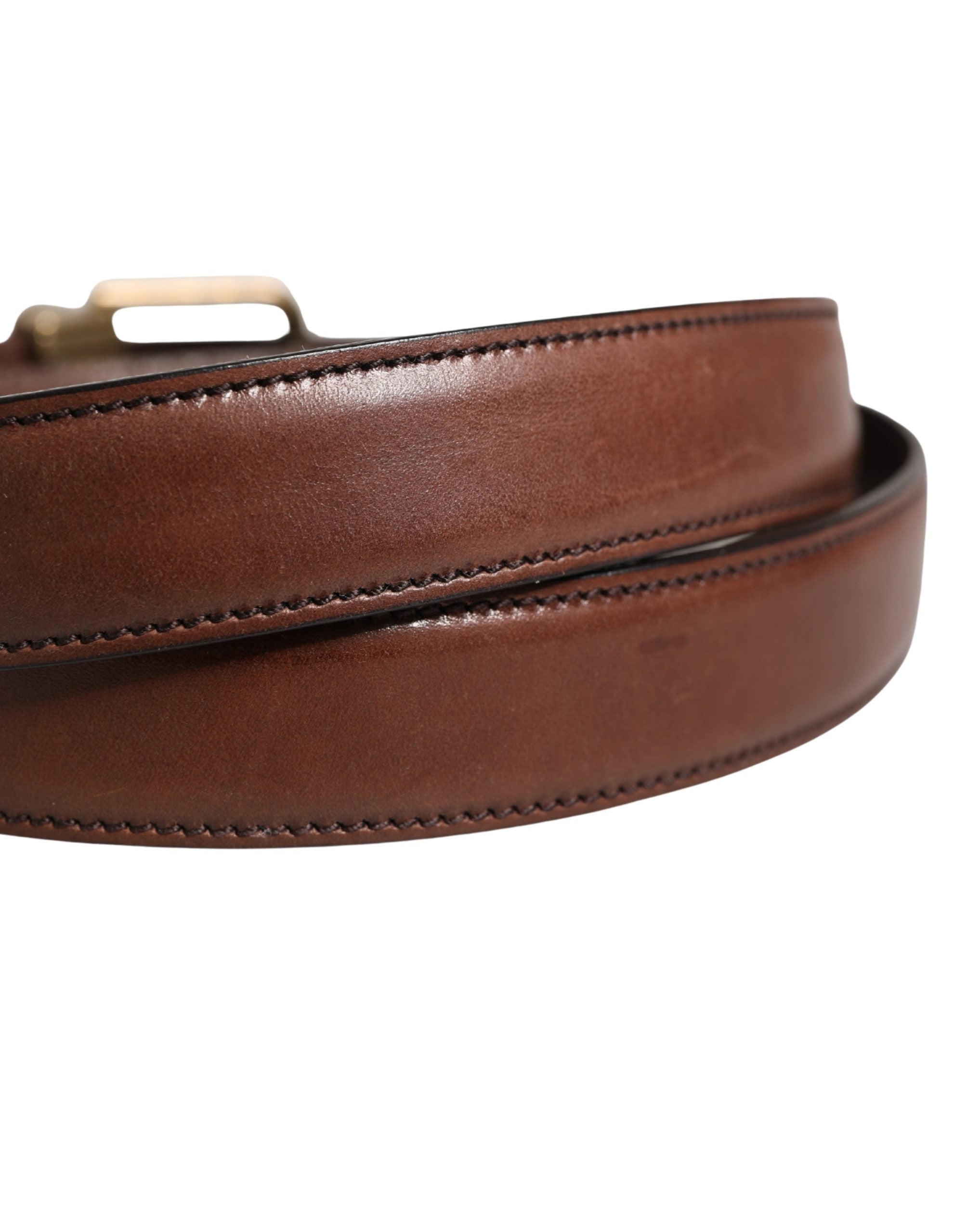 Dolce & Gabbana Men Brown Classic Leather Metal Buckle Belt Dolce & Gabbana