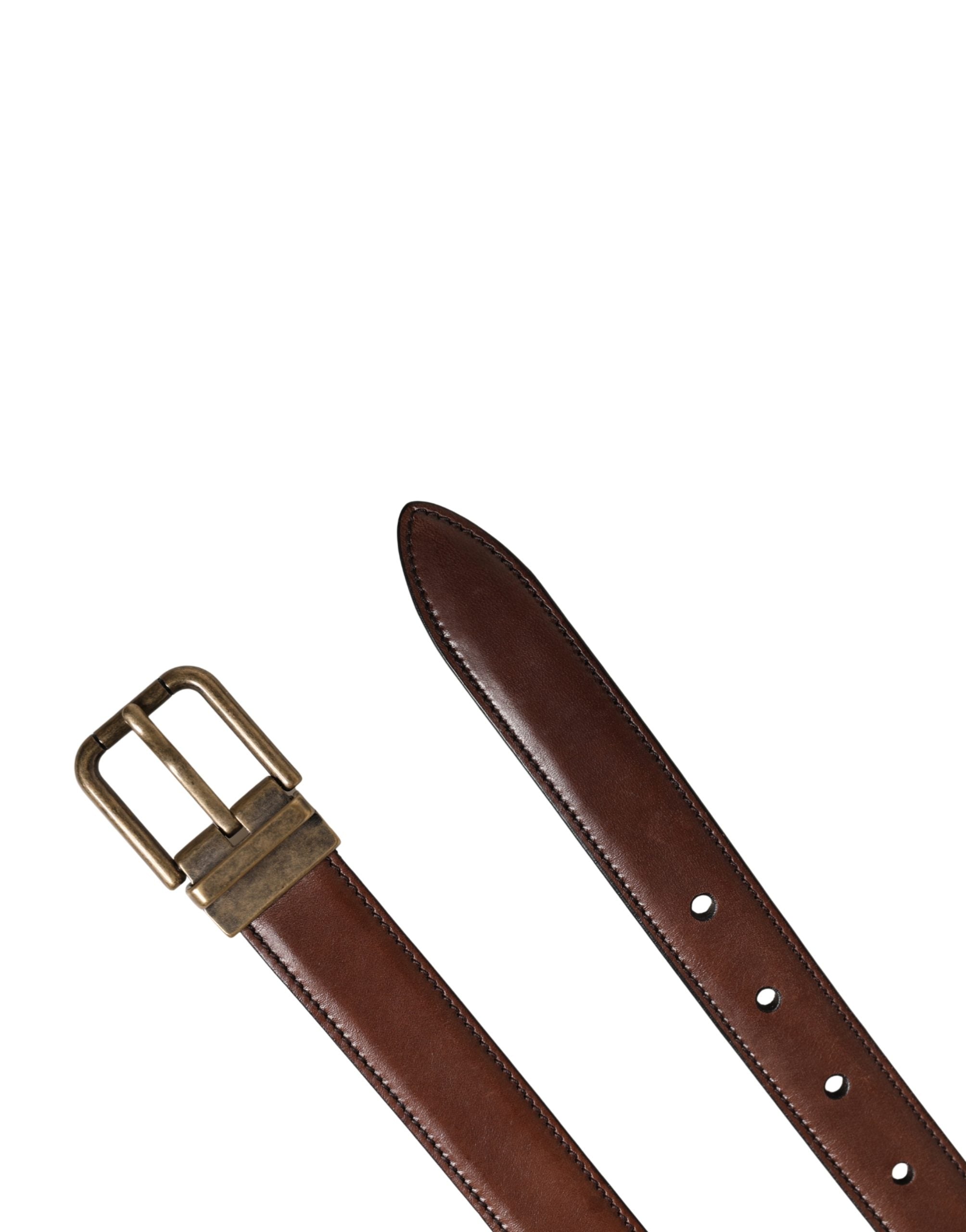 Dolce & Gabbana Men Brown Classic Leather Metal Buckle Belt Dolce & Gabbana