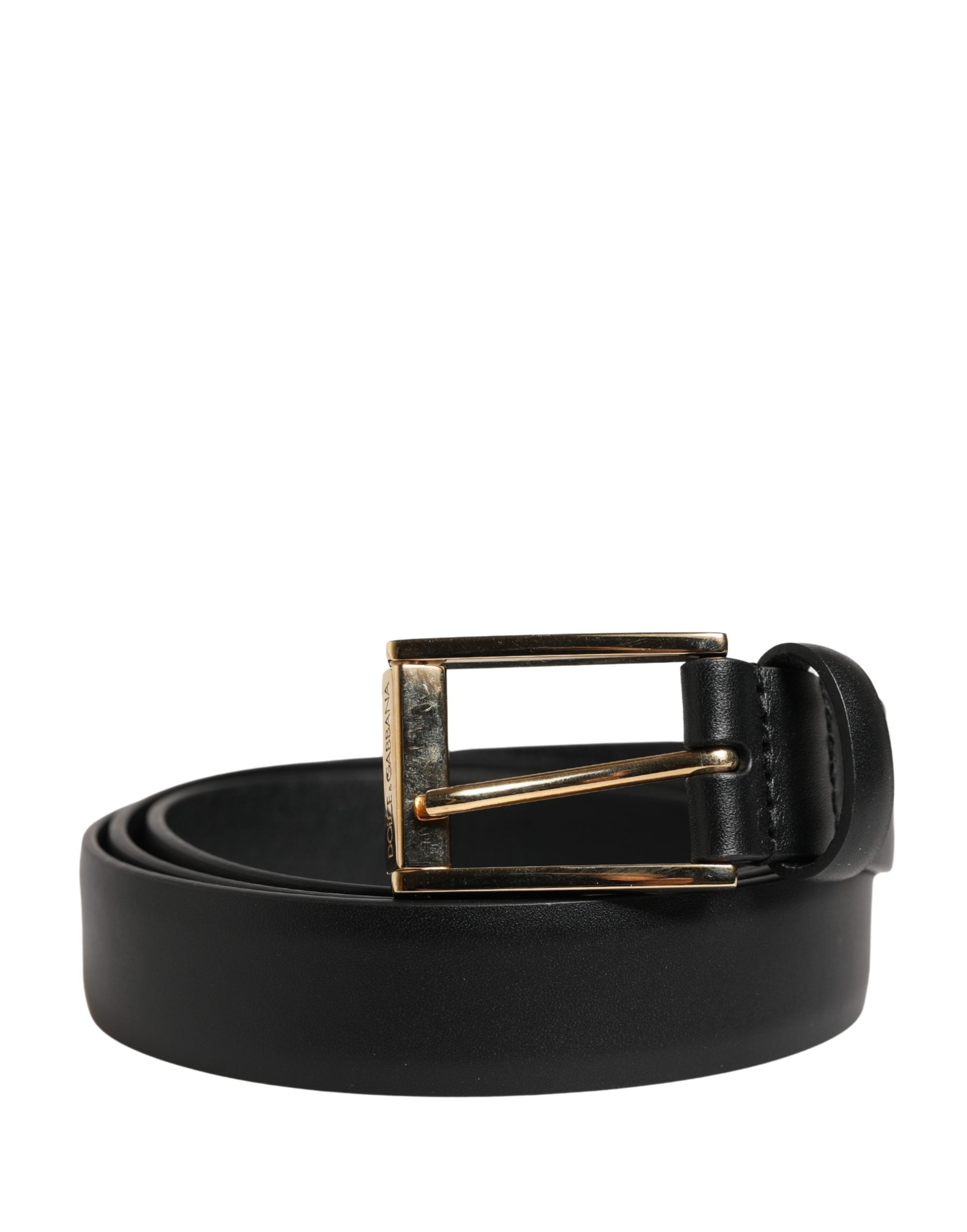 Dolce & Gabbana Men Black Classic Leather Metal Buckle Belt Dolce & Gabbana