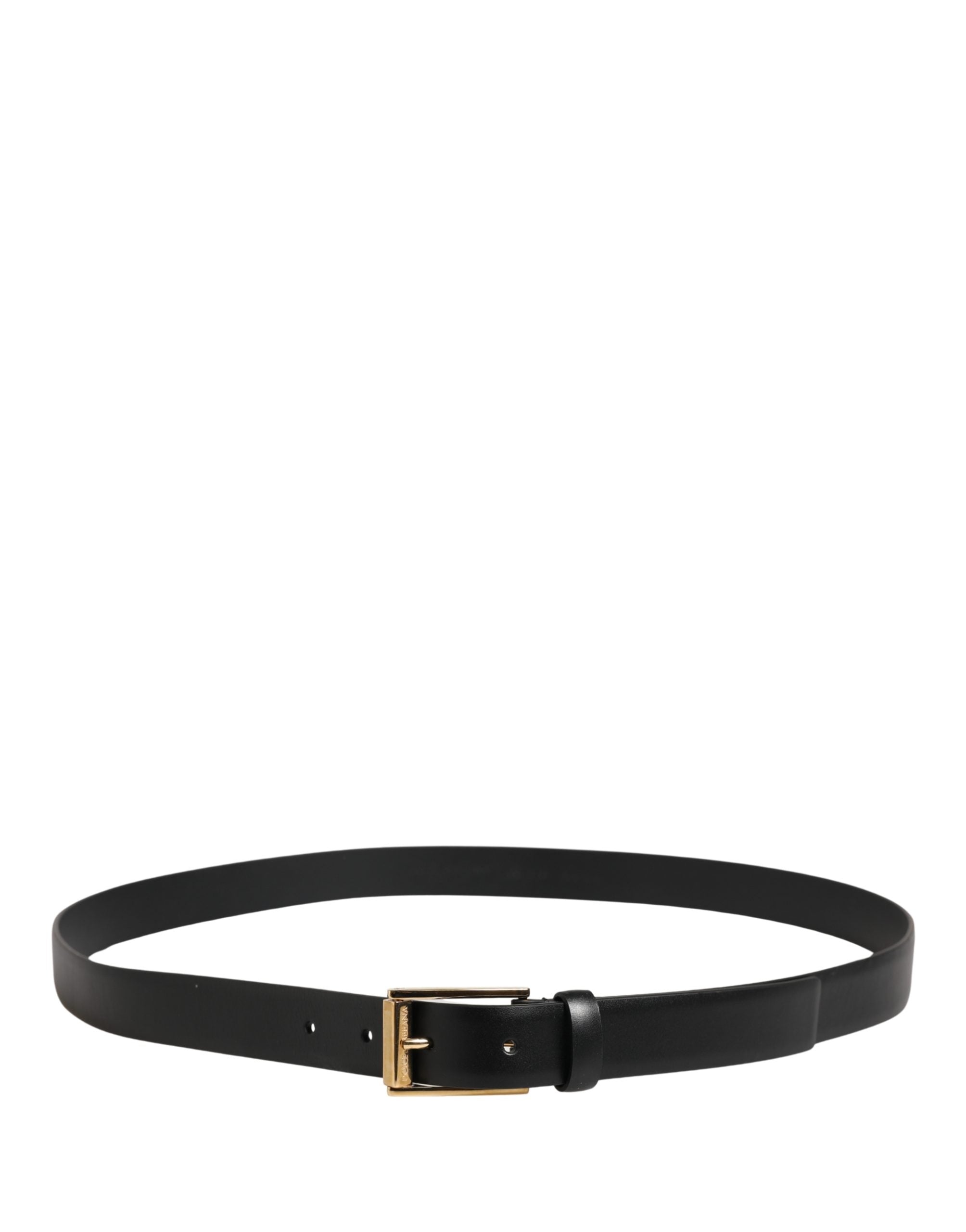 Dolce & Gabbana Men Black Classic Leather Metal Buckle Belt Dolce & Gabbana