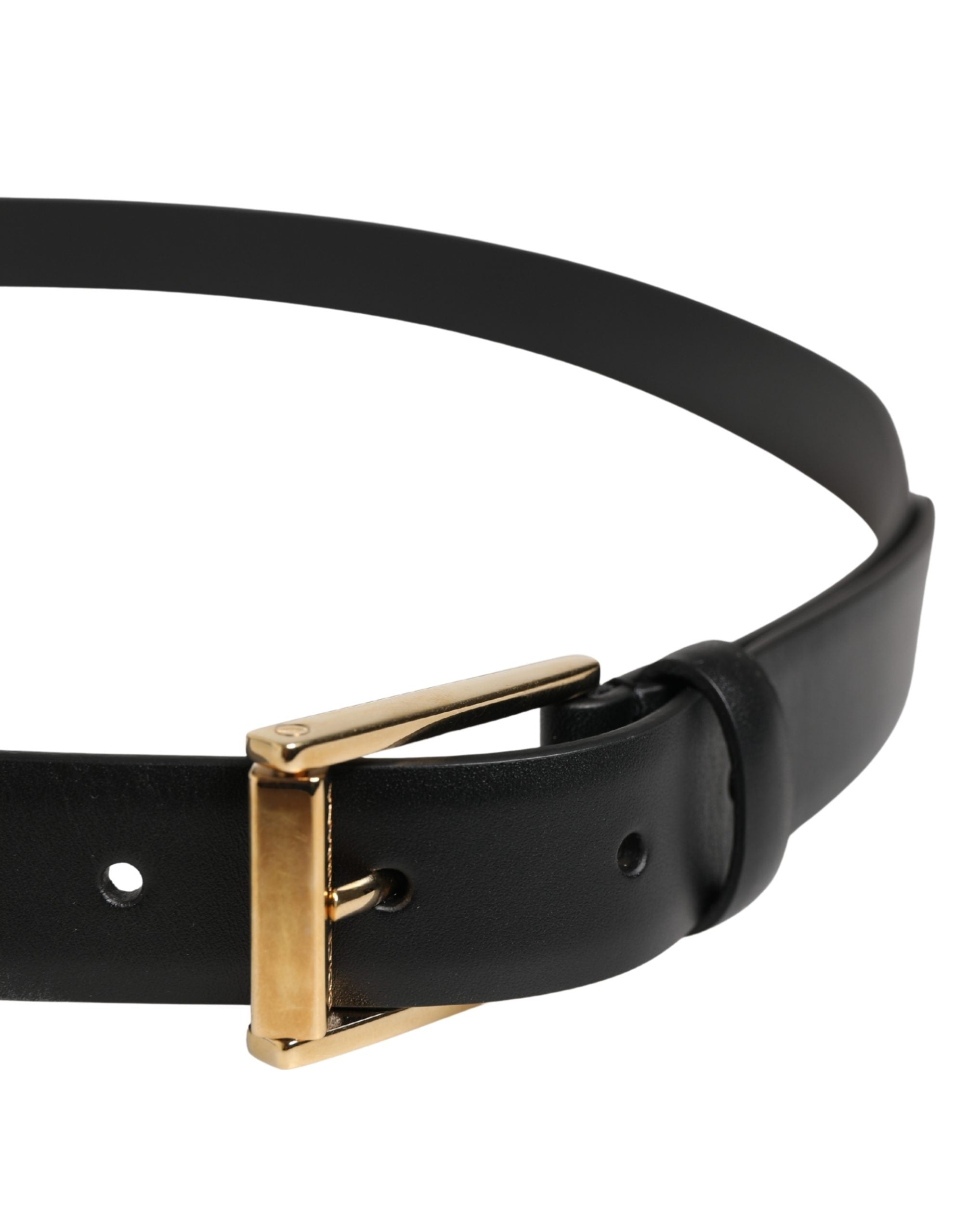 Dolce & Gabbana Men Black Classic Leather Metal Buckle Belt Dolce & Gabbana