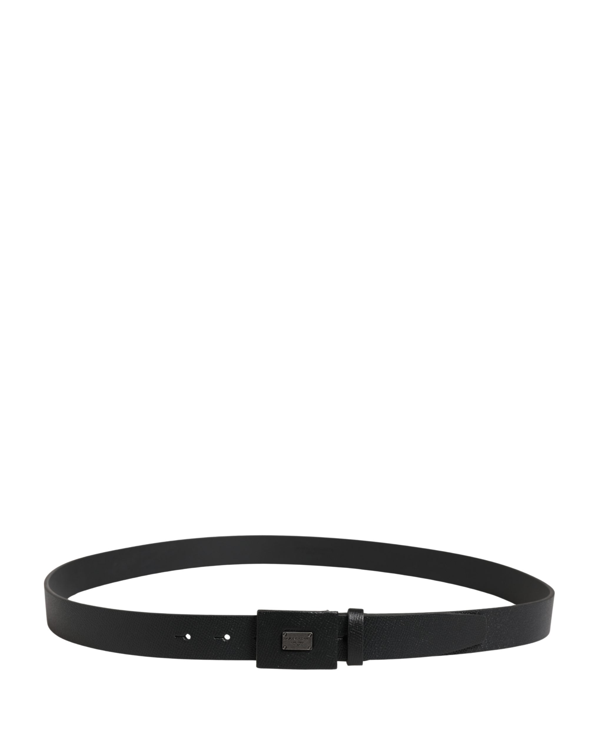 Dolce & Gabbana Men Black Calfskin Leather Square Buckle Belt Dolce & Gabbana