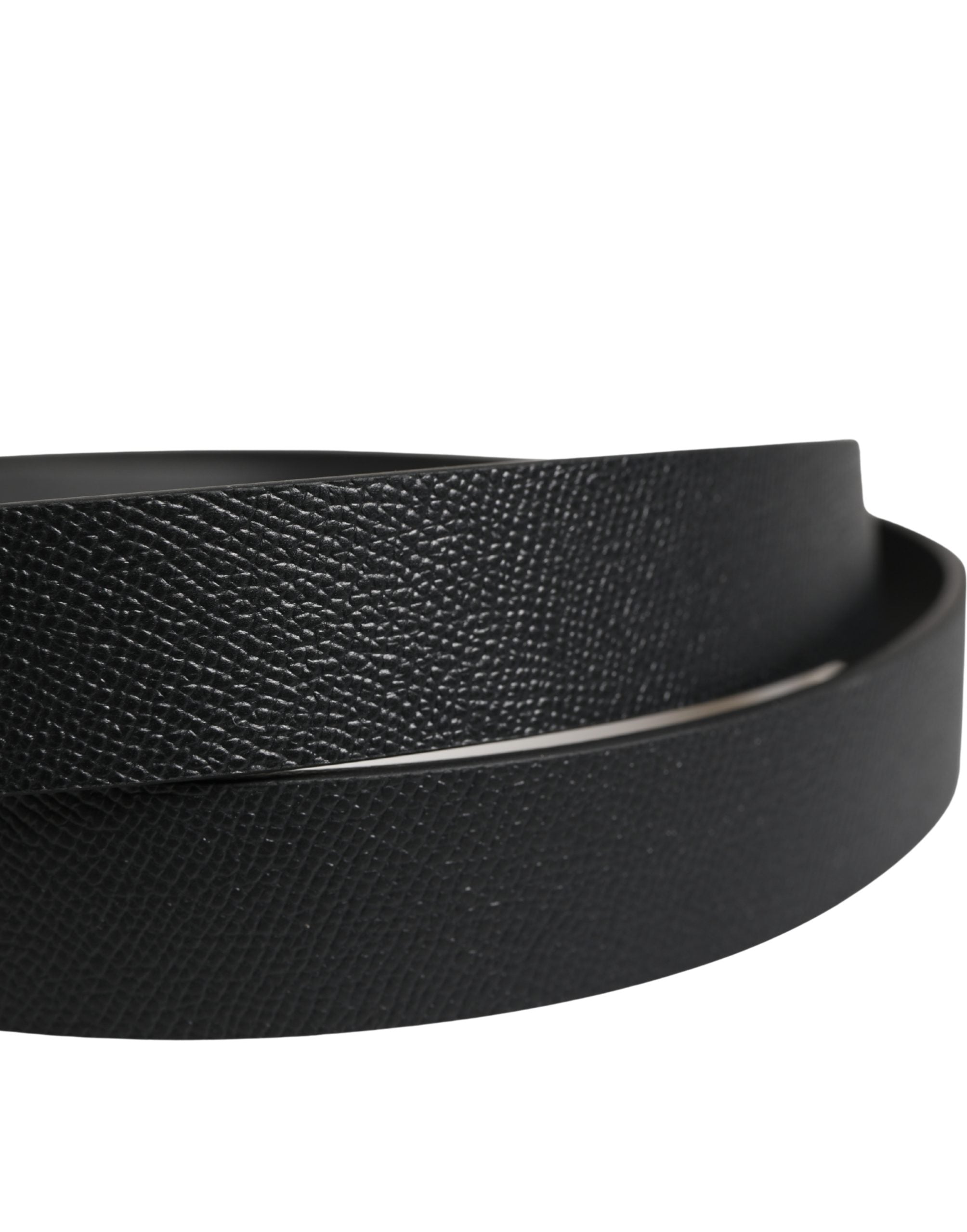 Dolce & Gabbana Men Black Calfskin Leather Square Buckle Belt Dolce & Gabbana