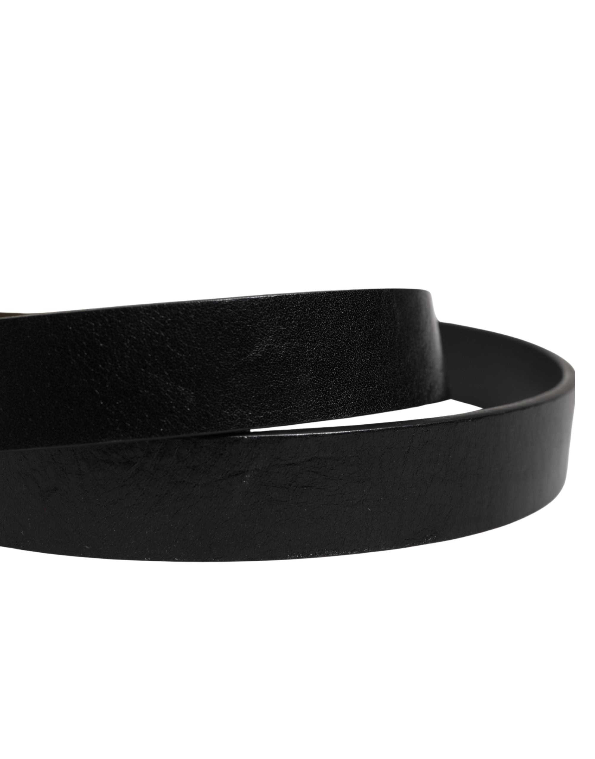 Dolce & Gabbana Men Black Classic Leather Logo Buckle Belt Dolce & Gabbana