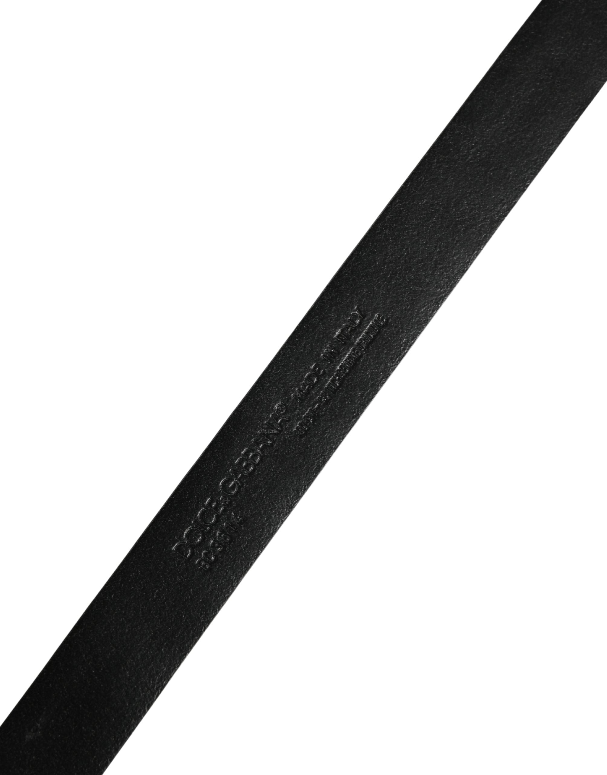Dolce & Gabbana Men Black Exotic Leather Metal Buckle Belt Dolce & Gabbana