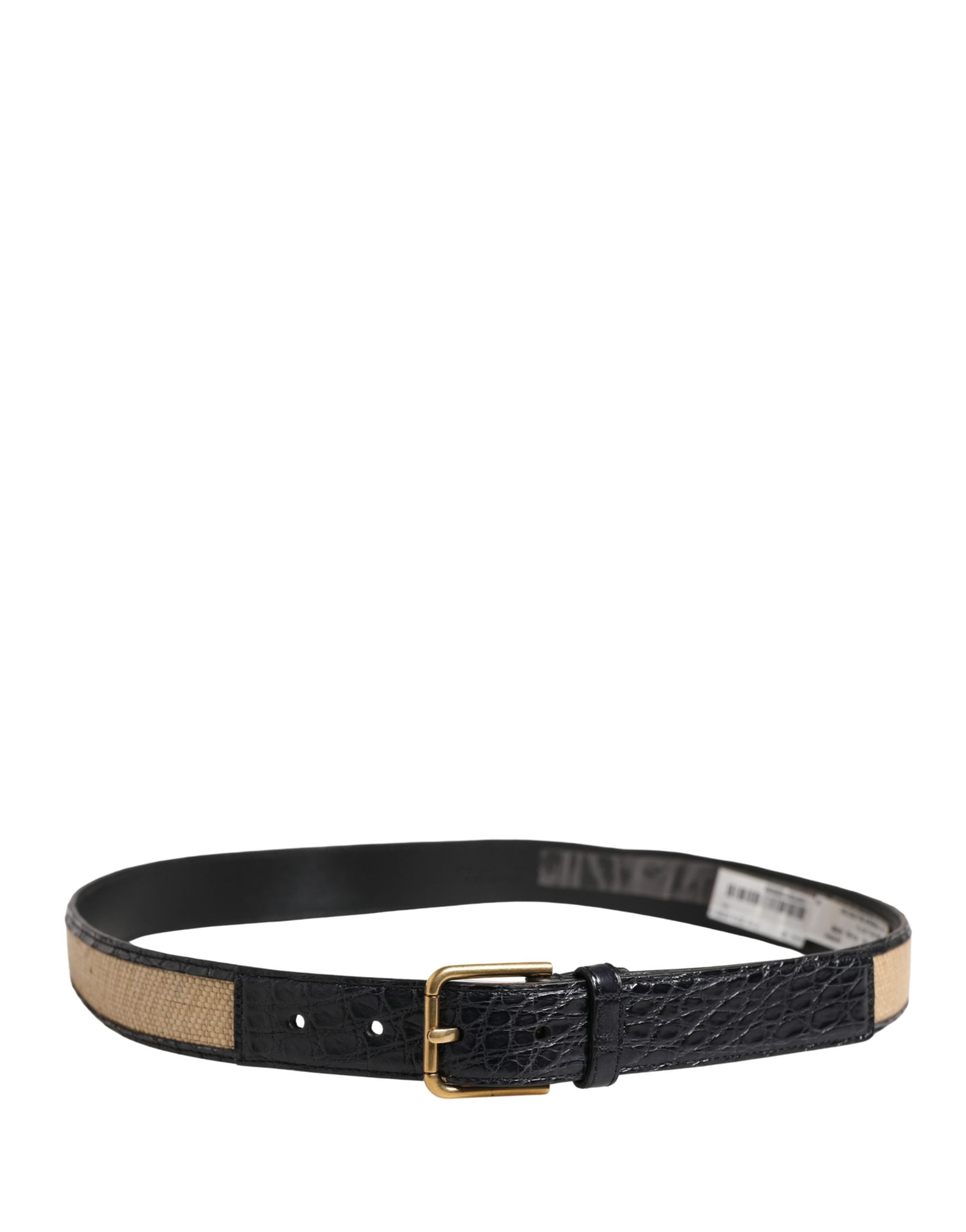 Dolce & Gabbana Men Beige Braided Leather Metal Buckle Belt Dolce & Gabbana