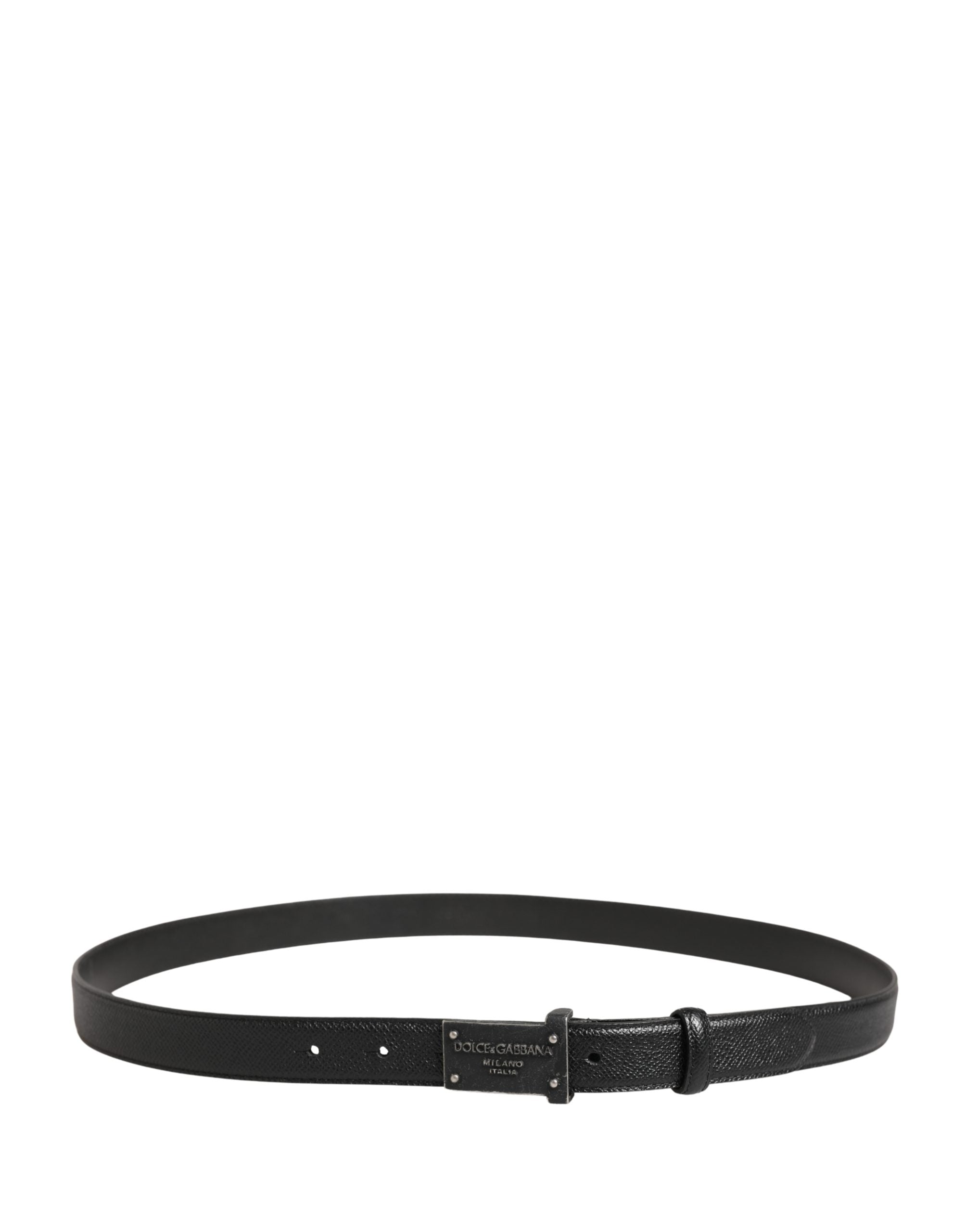 Dolce & Gabbana Men Black Calf Leather Logo Metal Buckle Belt Dolce & Gabbana