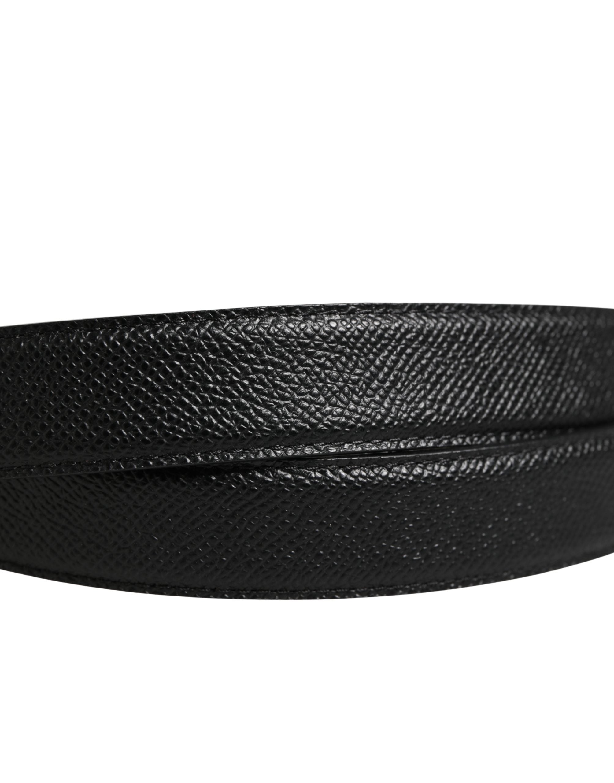 Dolce & Gabbana Men Black Calf Leather Logo Metal Buckle Belt Dolce & Gabbana