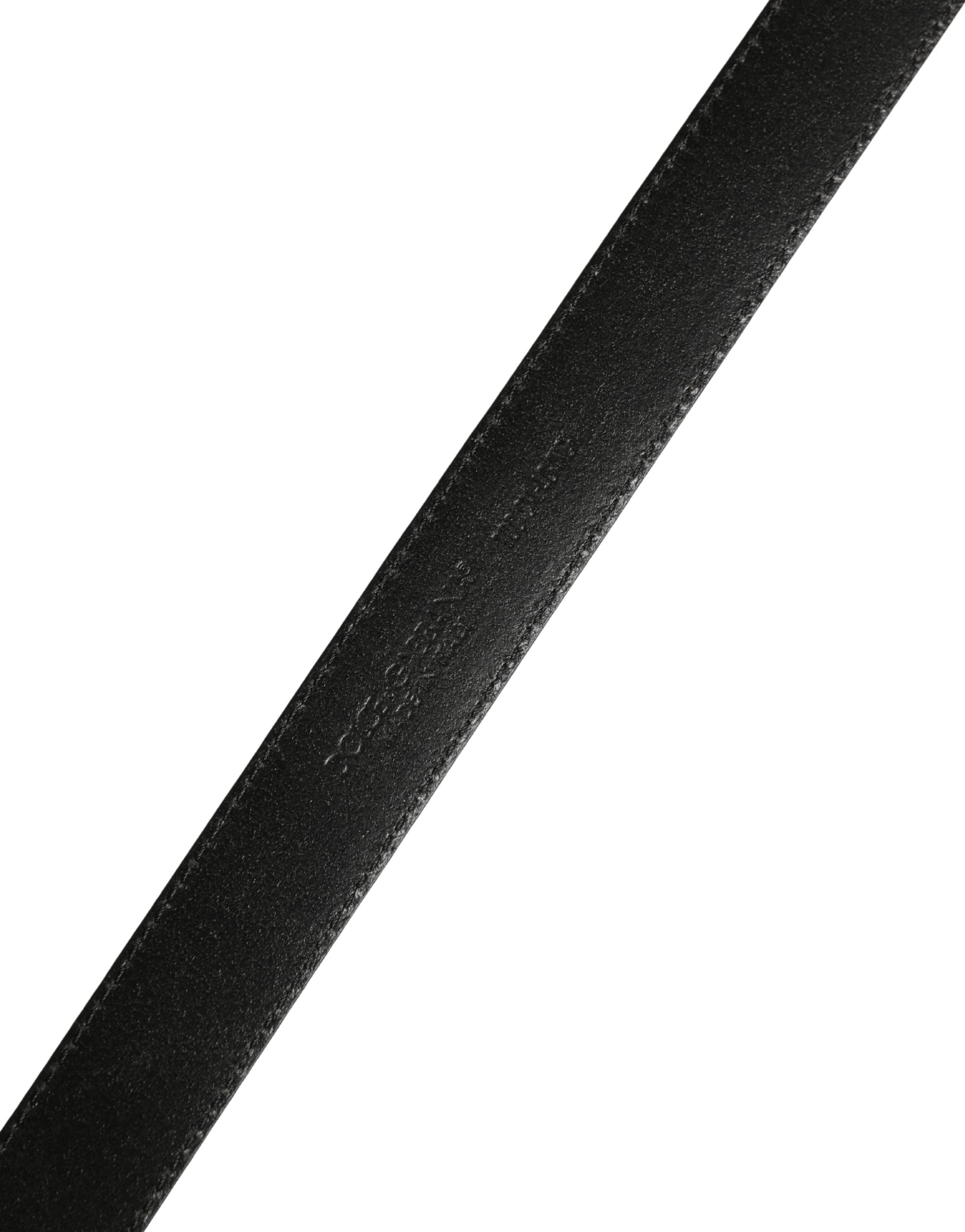 Dolce & Gabbana Men Black Calf Leather Logo Metal Buckle Belt Dolce & Gabbana