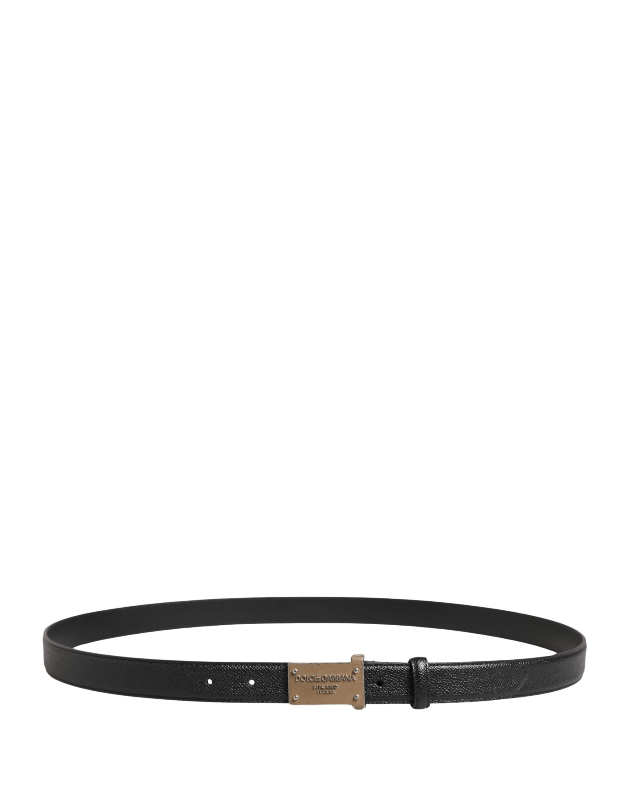 Dolce & Gabbana Men Black Calf Leather Logo Metal Buckle Belt Dolce & Gabbana
