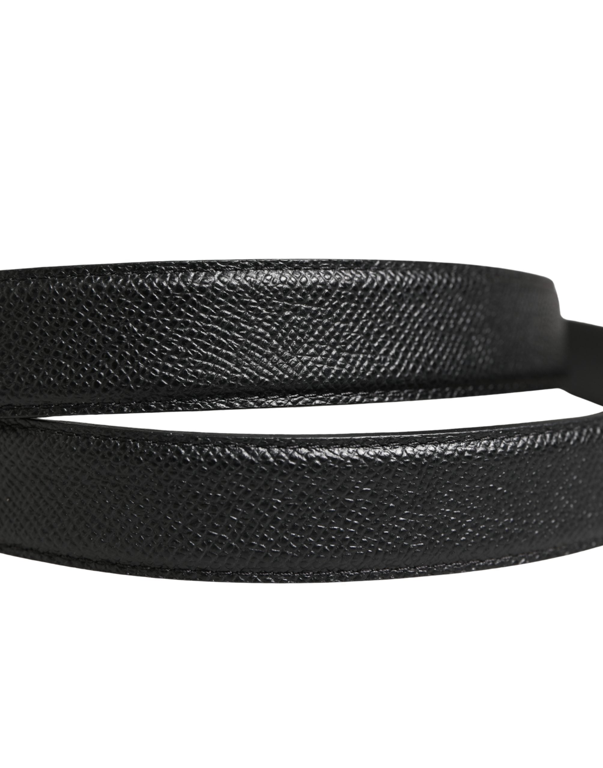 Dolce & Gabbana Men Black Calf Leather Logo Metal Buckle Belt Dolce & Gabbana