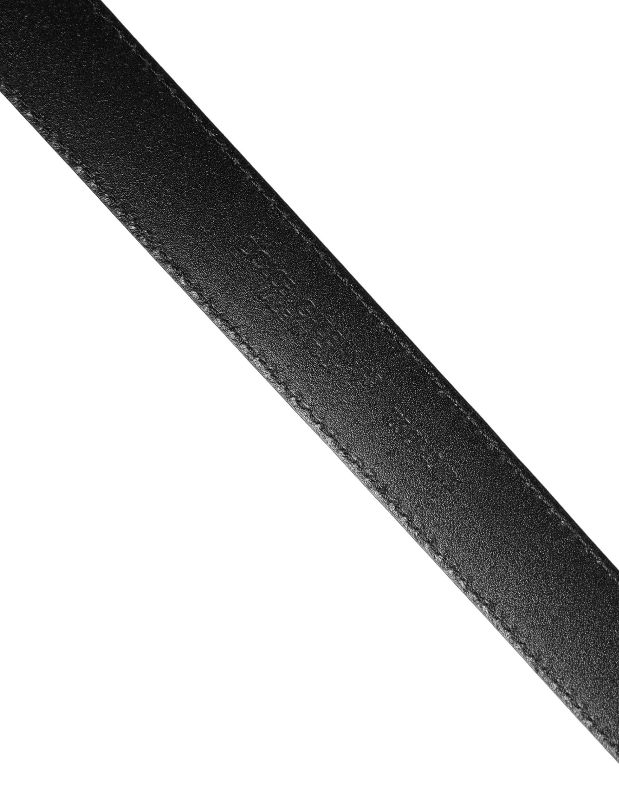 Dolce & Gabbana Men Black Calf Leather Logo Metal Buckle Belt Dolce & Gabbana