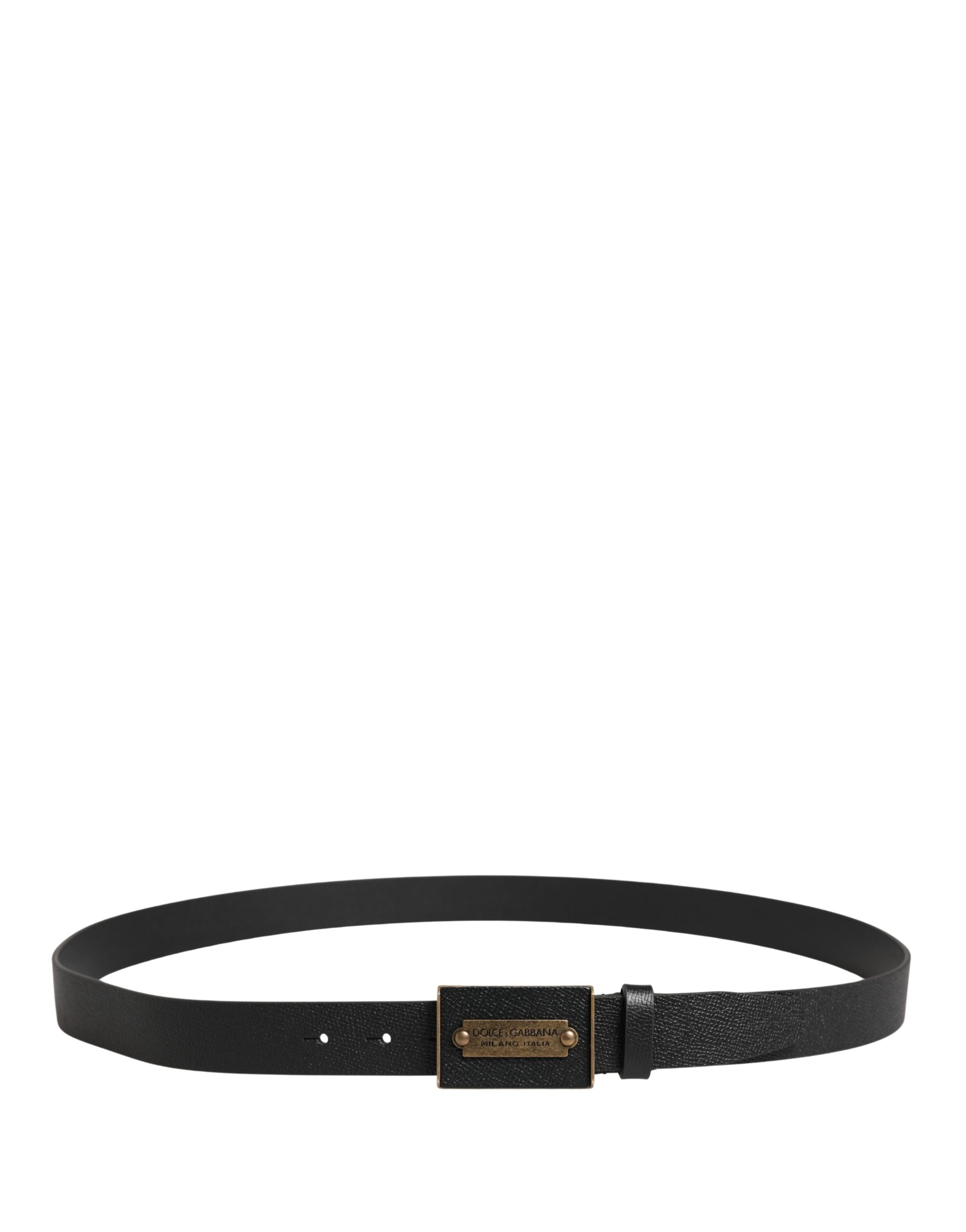 Dolce & Gabbana Men Black Calf Leather Metal Buckle Belt Dolce & Gabbana