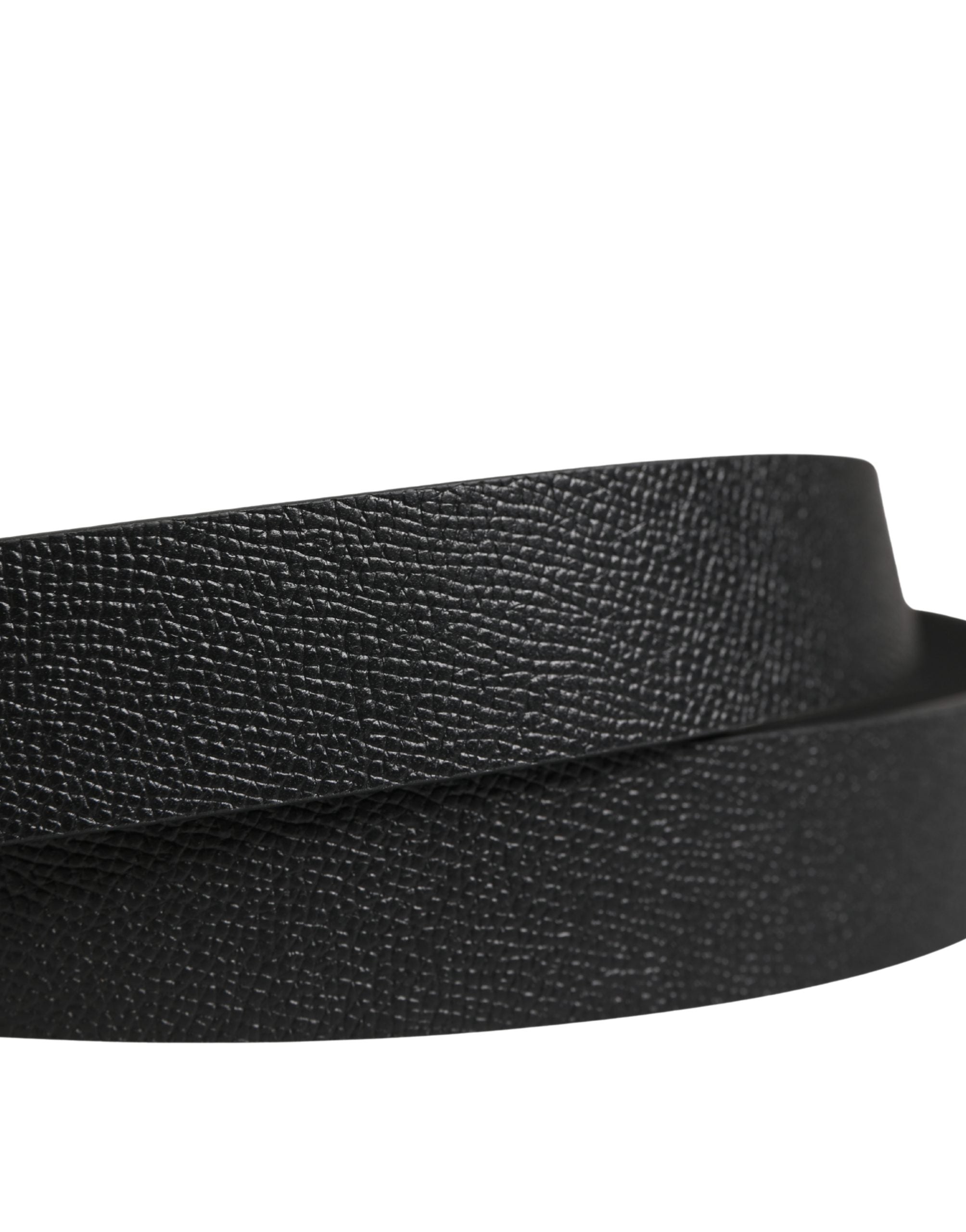 Dolce & Gabbana Men Black Calf Leather Metal Buckle Belt Dolce & Gabbana