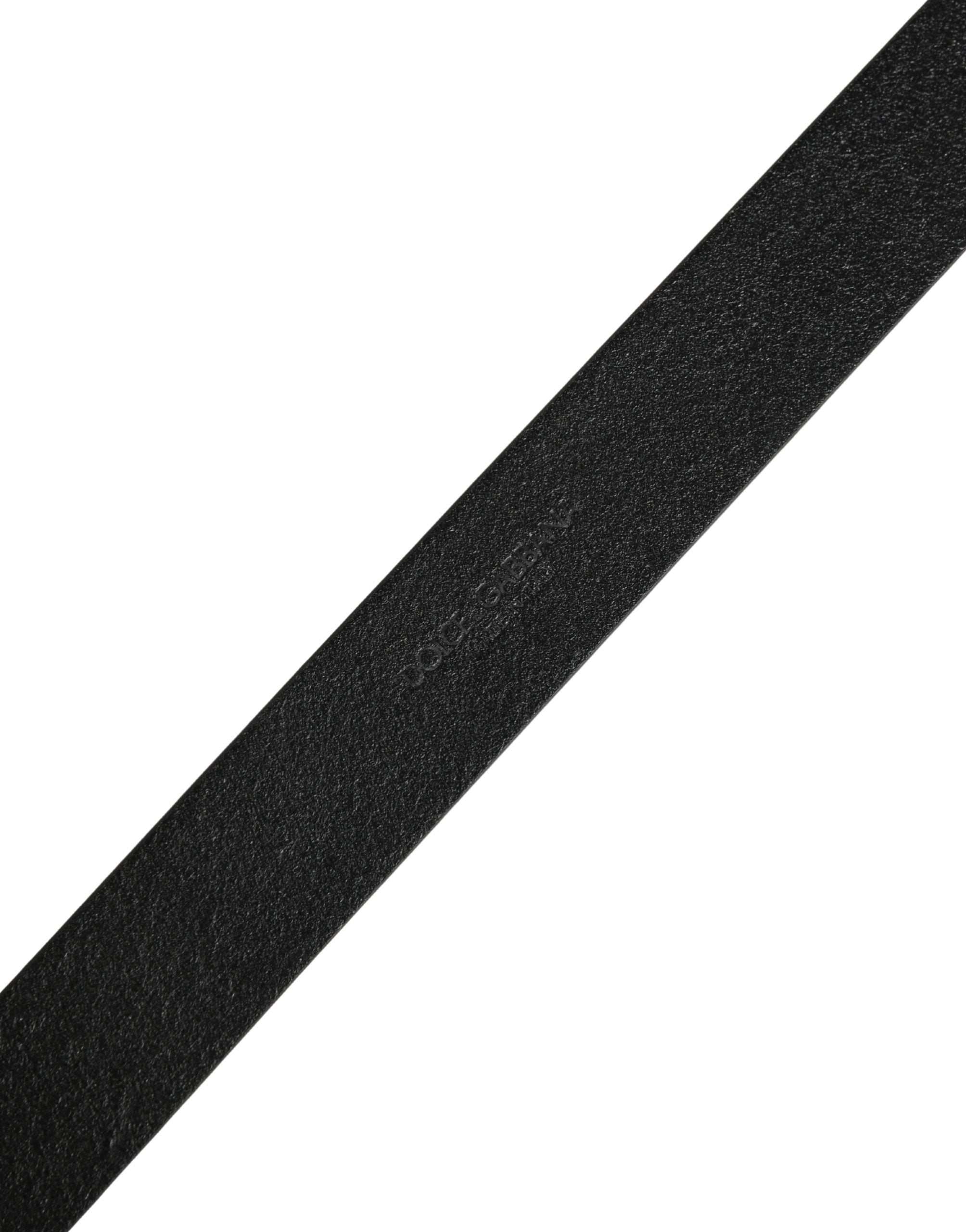 Dolce & Gabbana Men Black Calf Leather Metal Buckle Belt Dolce & Gabbana