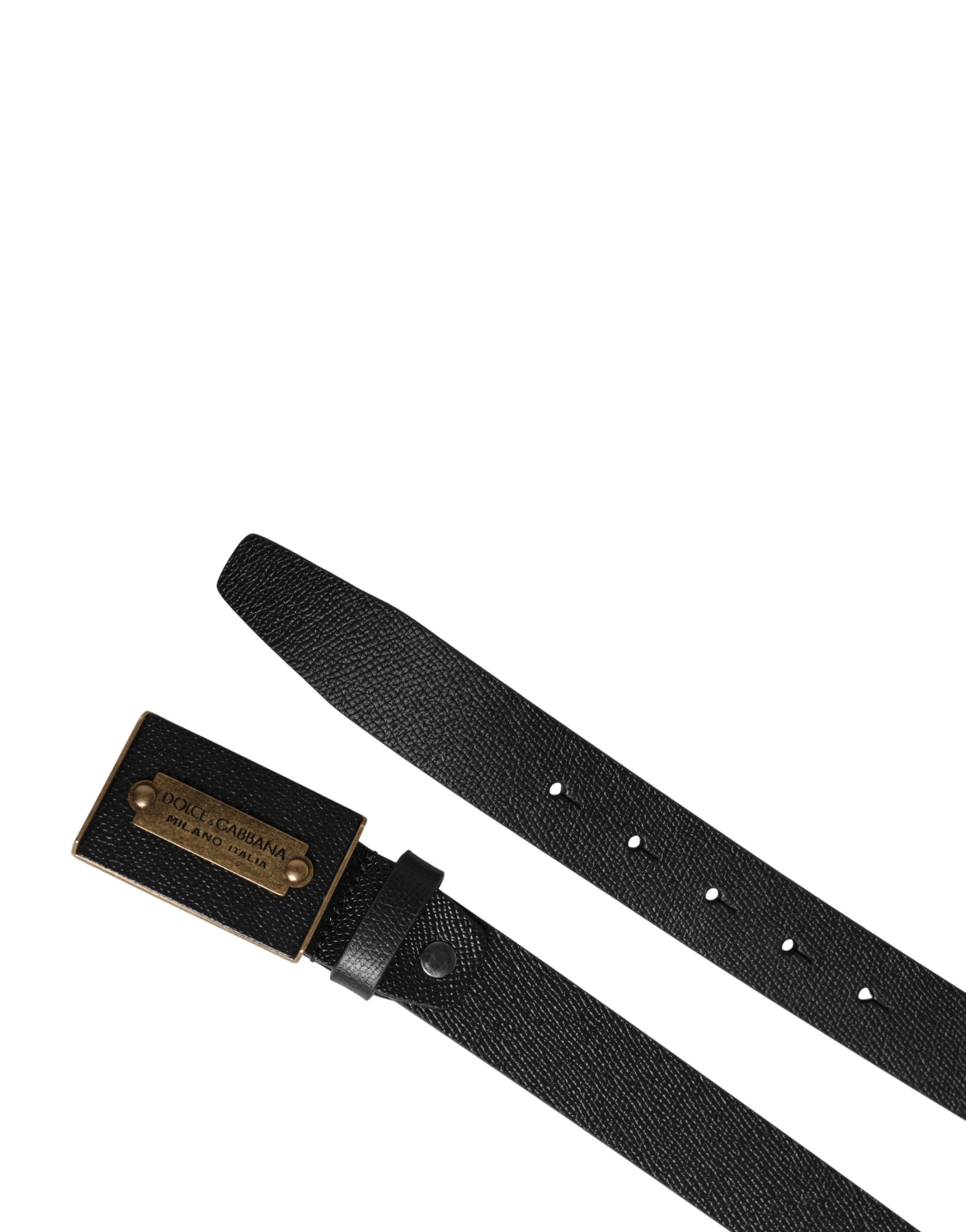 Dolce & Gabbana Men Black Calf Leather Metal Buckle Belt Dolce & Gabbana